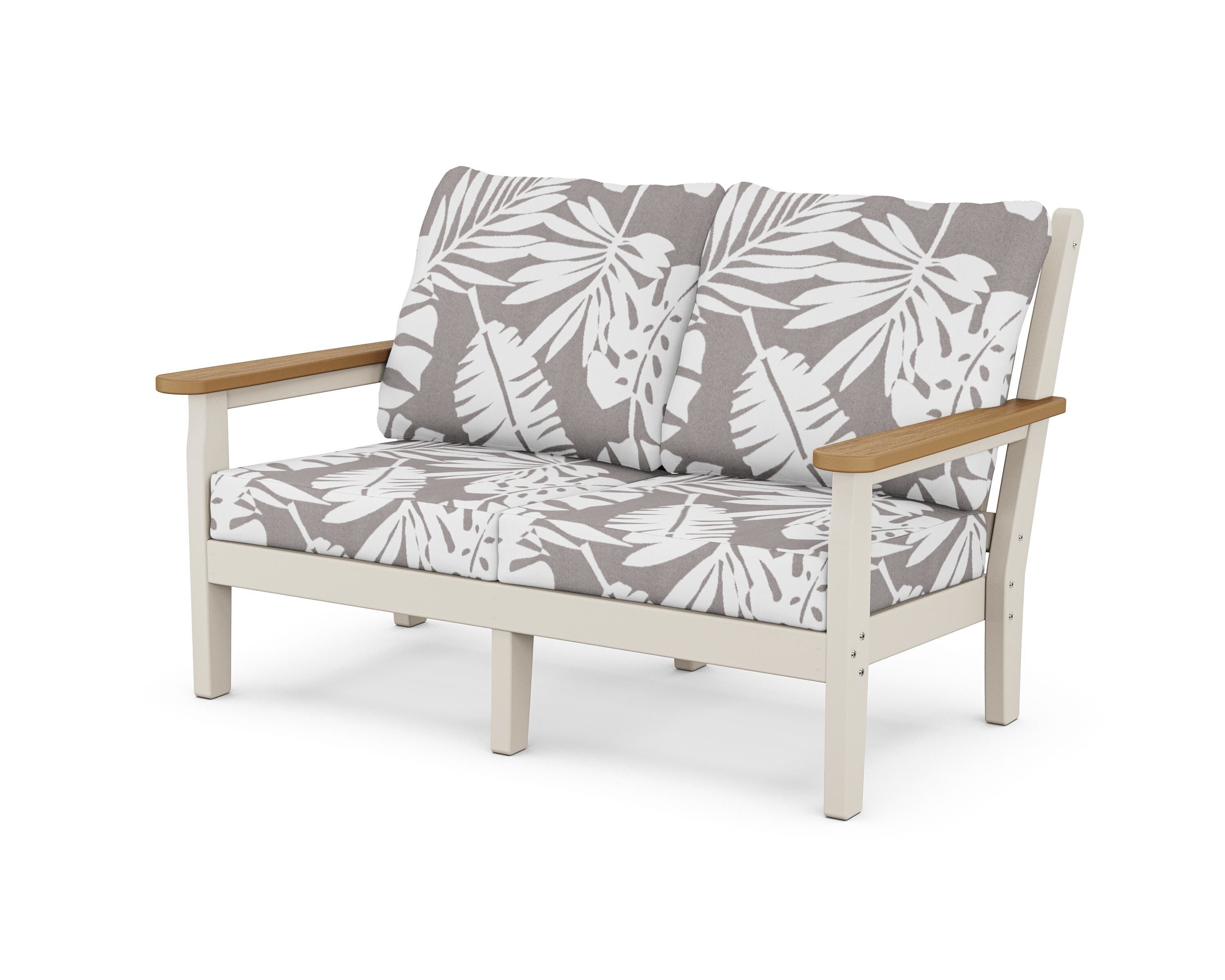 POLYWOOD® Chippendale Deep Seating Loveseat in Sand / Natural / Leaf Grey Mist