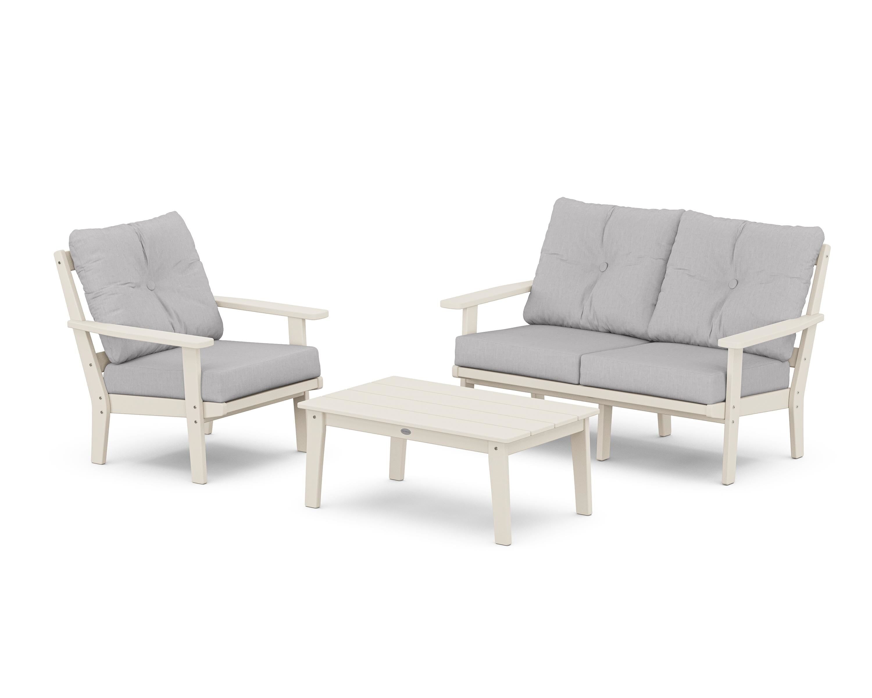 POLYWOOD® Prairie 3-Piece Deep Seating Set with Loveseat in Sand / Granite