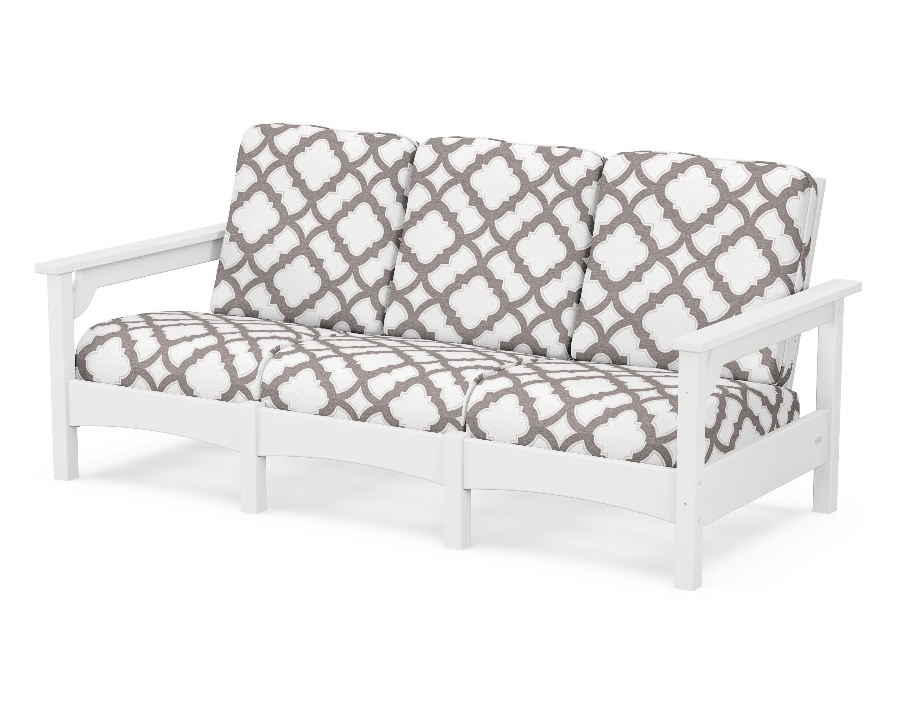 POLYWOOD® Club Sofa in White / Trellis Grey Mist