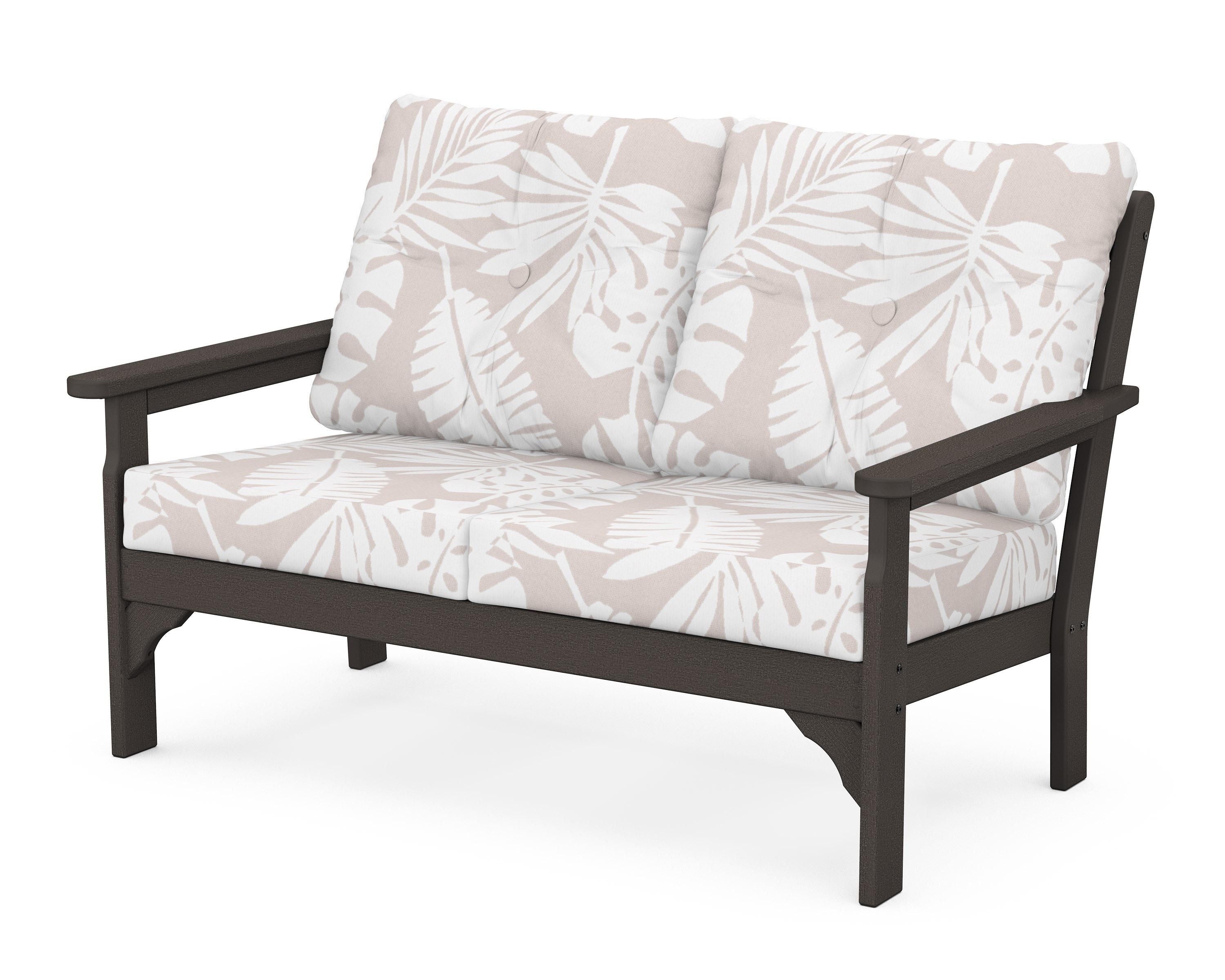 POLYWOOD® Vineyard Deep Seating Loveseat in Vintage Coffee / Leaf Dune Burlap