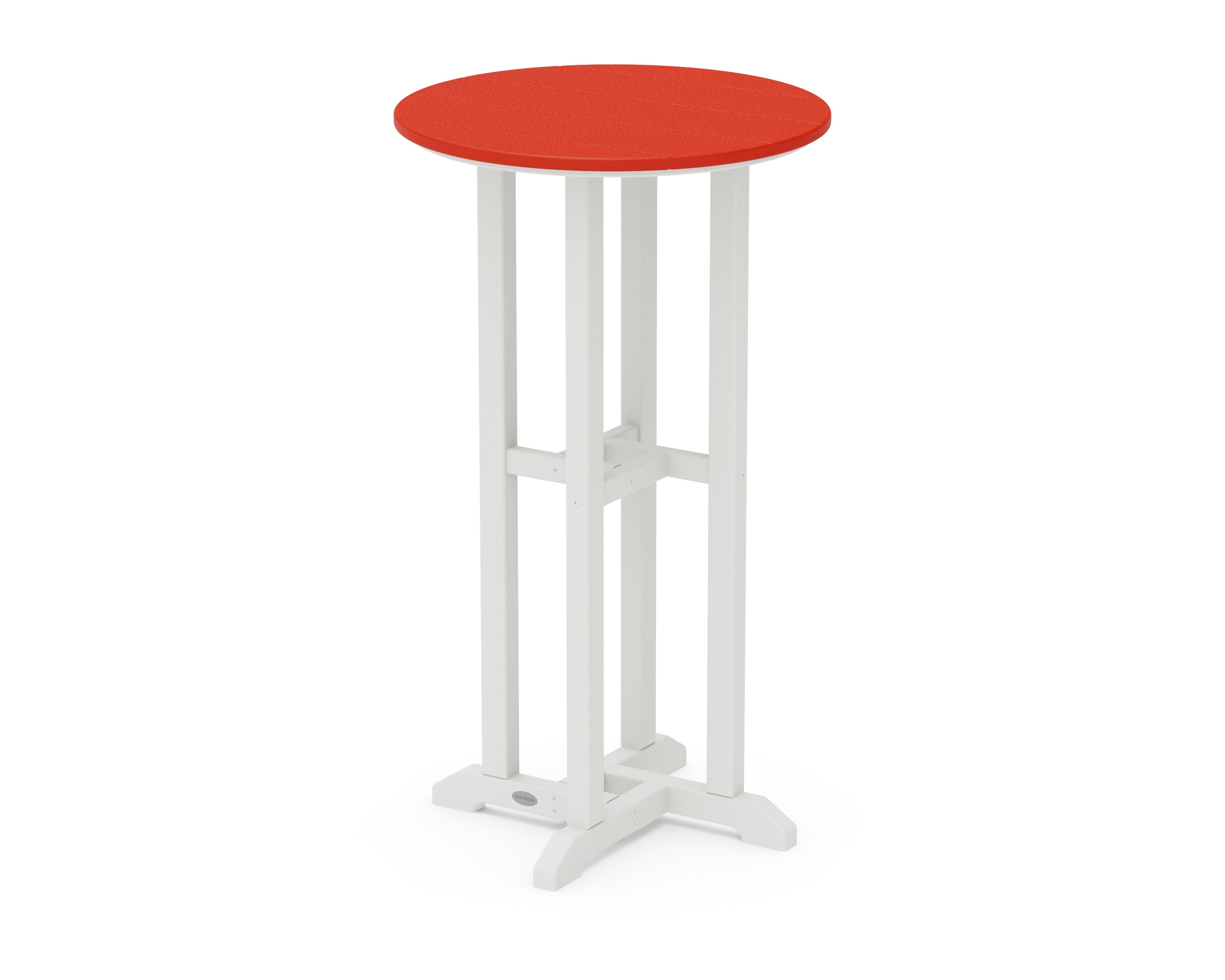 POLYWOOD® Contempo 24" Round Bar Table in White / Sunset Red