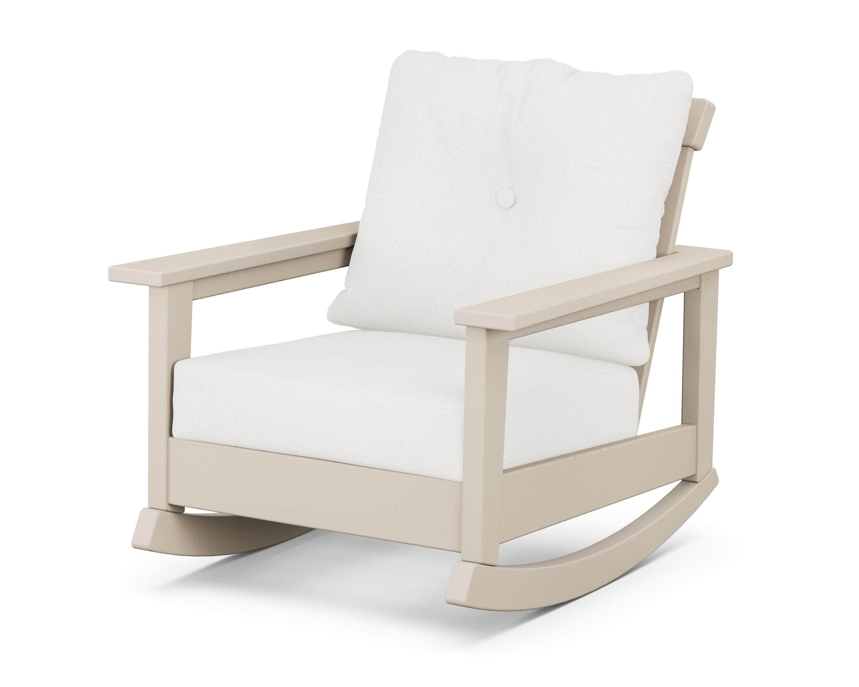 POLYWOOD® Prescott Deep Seating Rocking Chair in Sand / Natural Linen