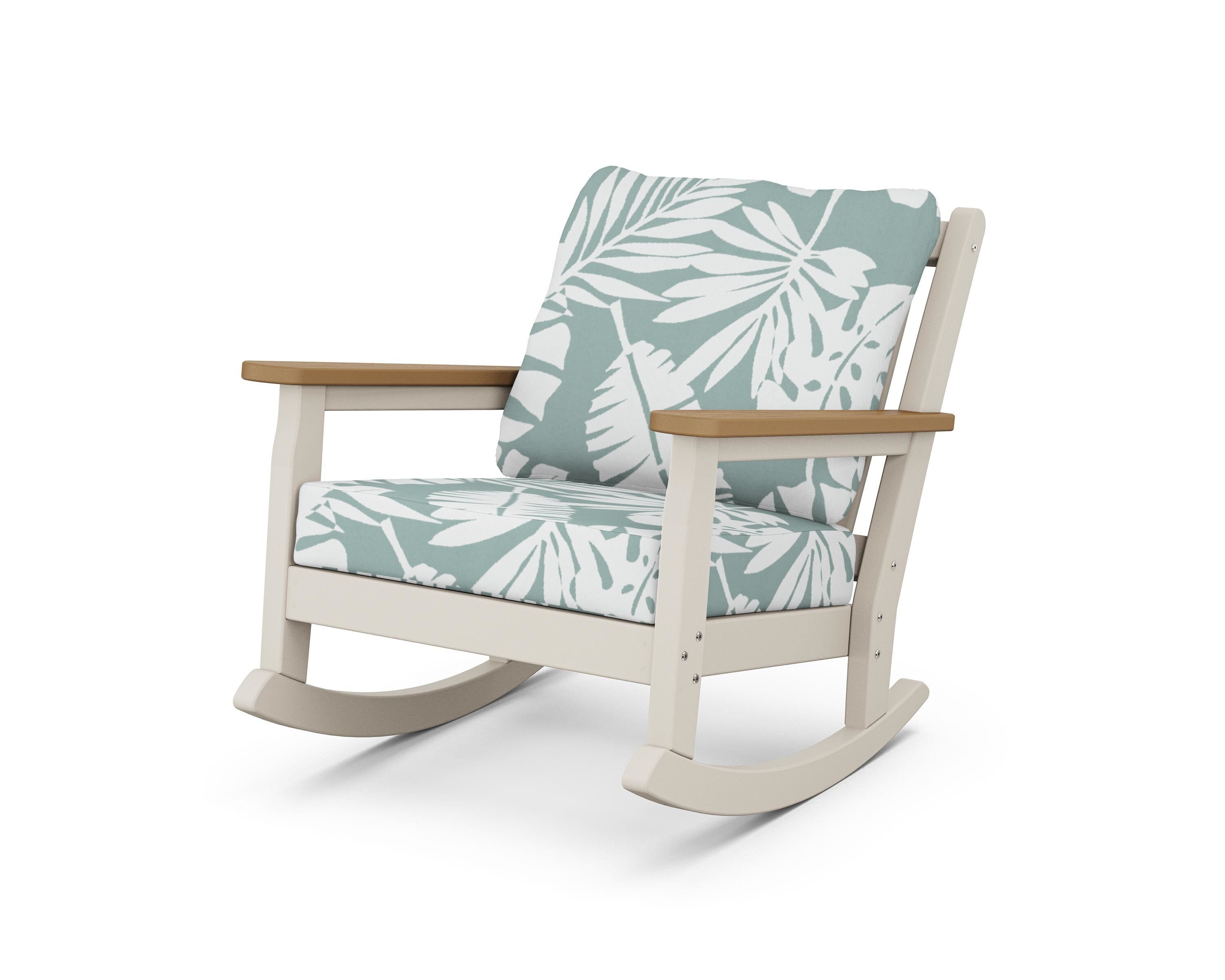 POLYWOOD® Chippendale Deep Seating Rocking Chair in Sand / Natural / Leaf Glacier Spa
