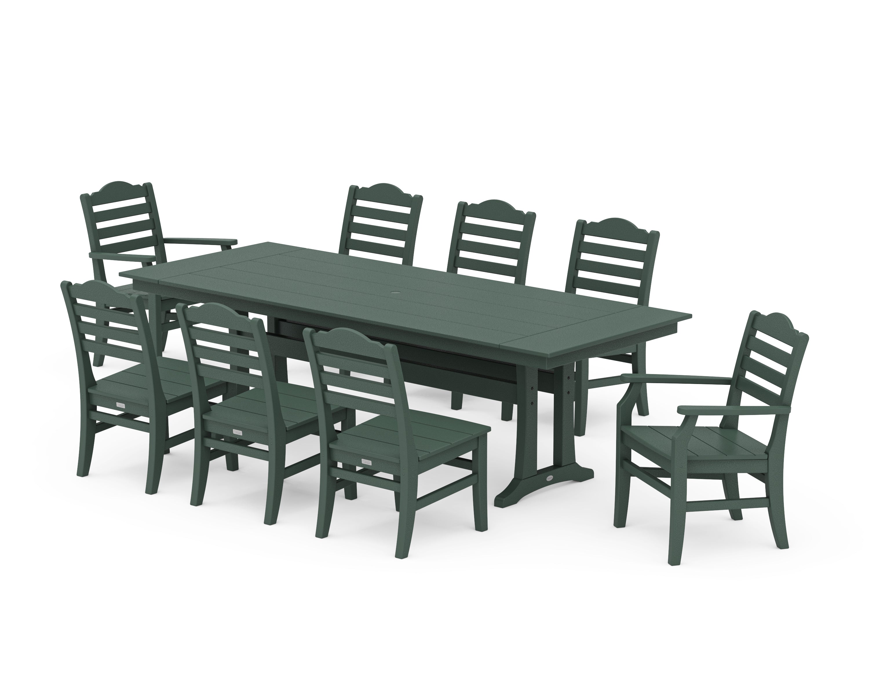 POLYWOOD® Savannah 9-Piece Farmhouse Dining Set with Trestle Legs in Green
