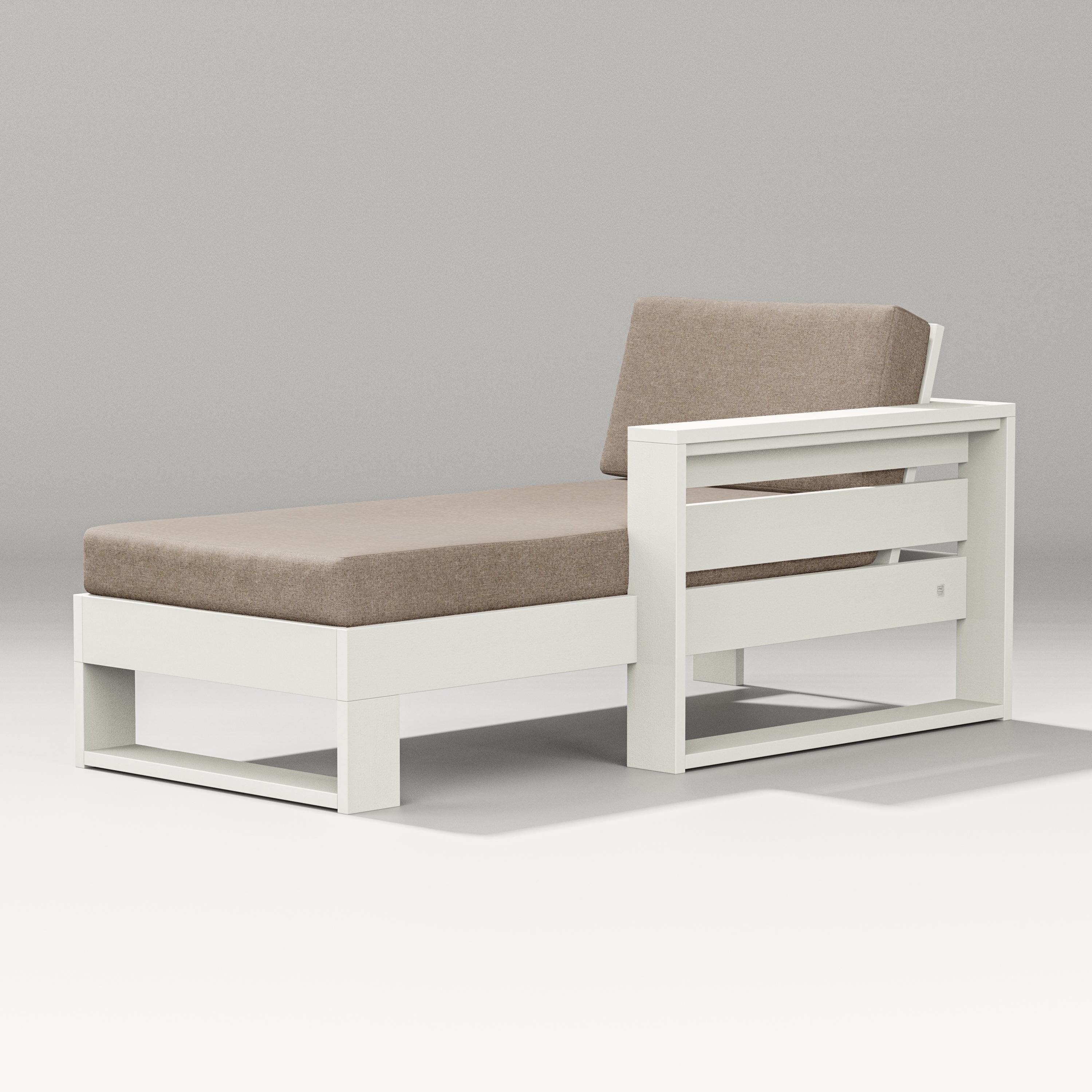PW Designer Series Latitude Modular Right Arm Chaise in Vintage White / Spiced Burlap