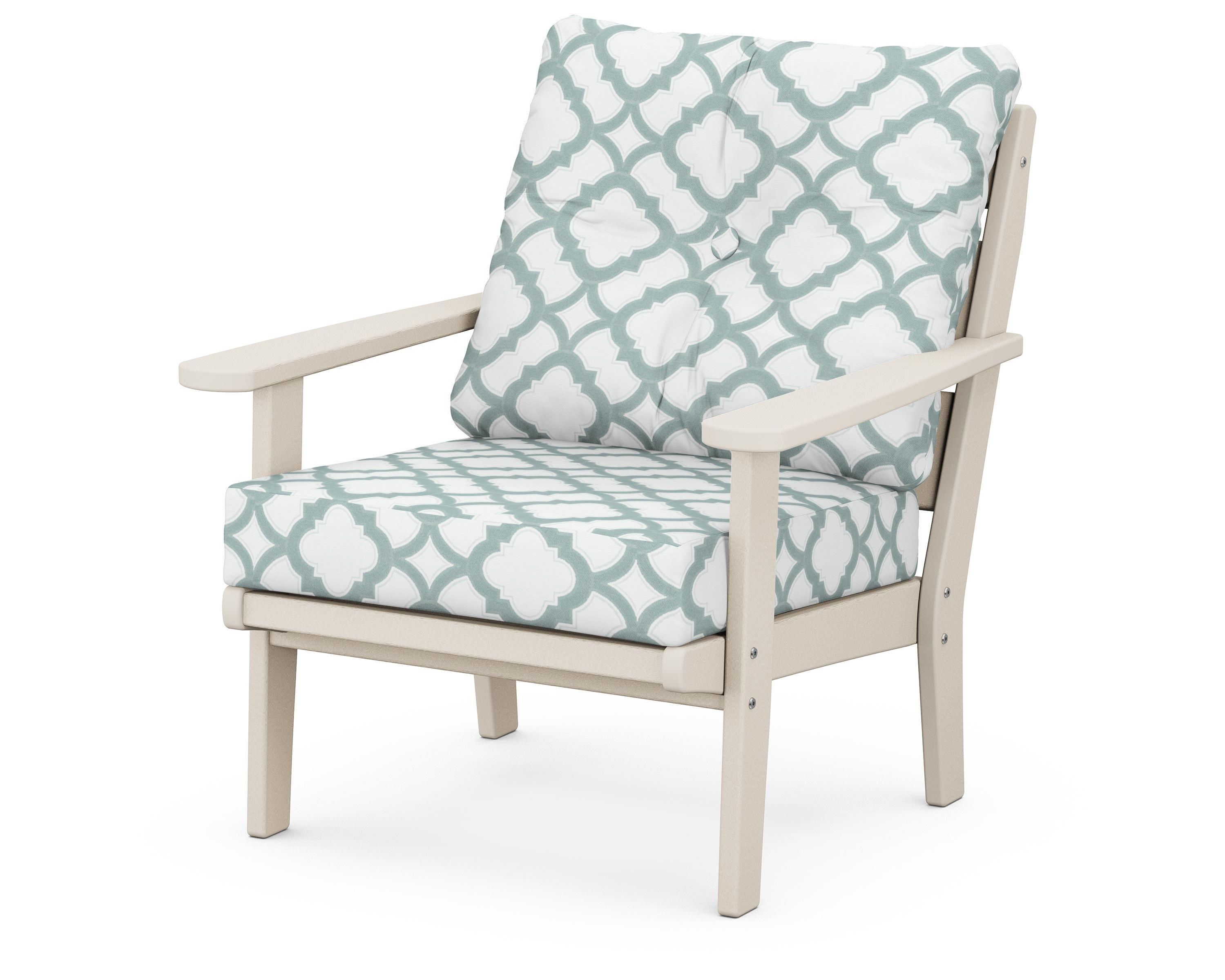 POLYWOOD® Lakeside Deep Seating Chair in Sand / Trellis Glacier Spa