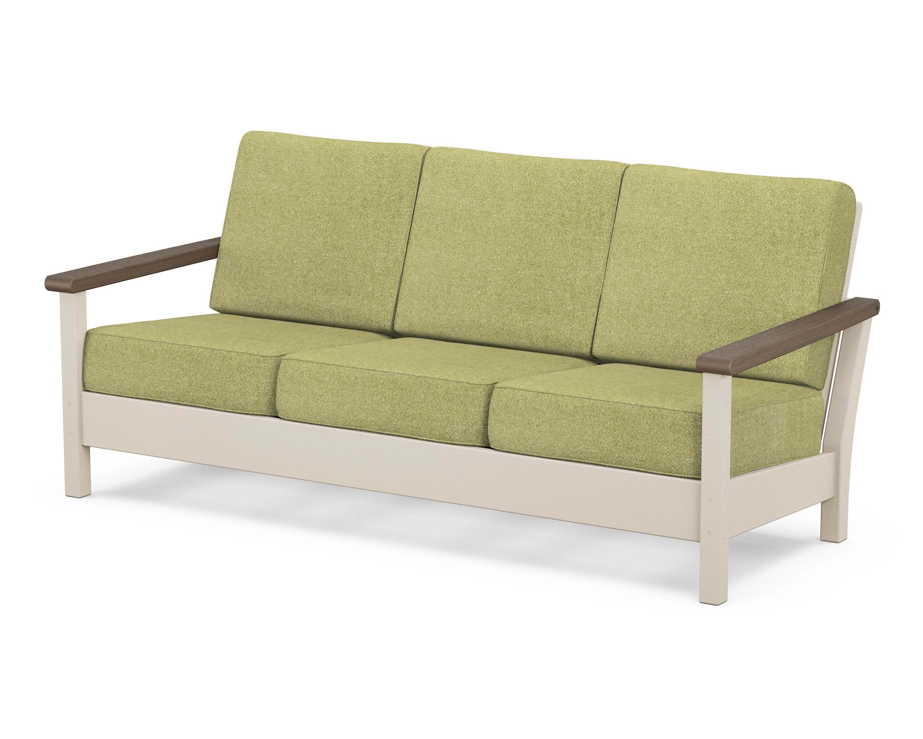 POLYWOOD® Harbour Deep Seating Sofa in Sand / Kona / Chartreuse Boucle