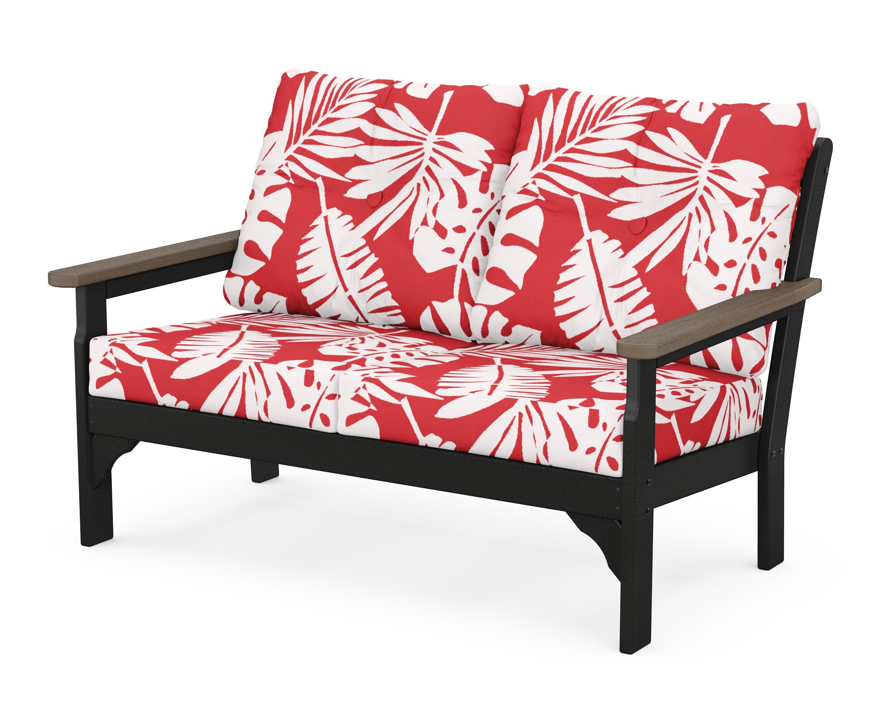 POLYWOOD® Vineyard Deep Seating Loveseat in Black / Kona / Leaf Crimson