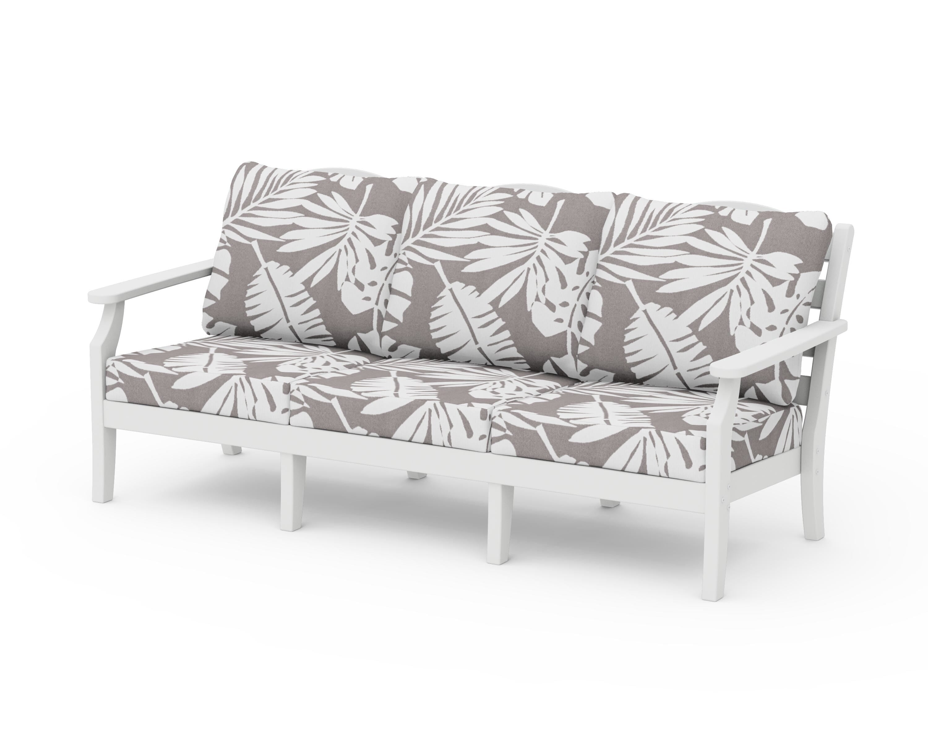Draper James™ by POLYWOOD® Savannah Deep Seating Sofa in White / Leaf Grey Mist