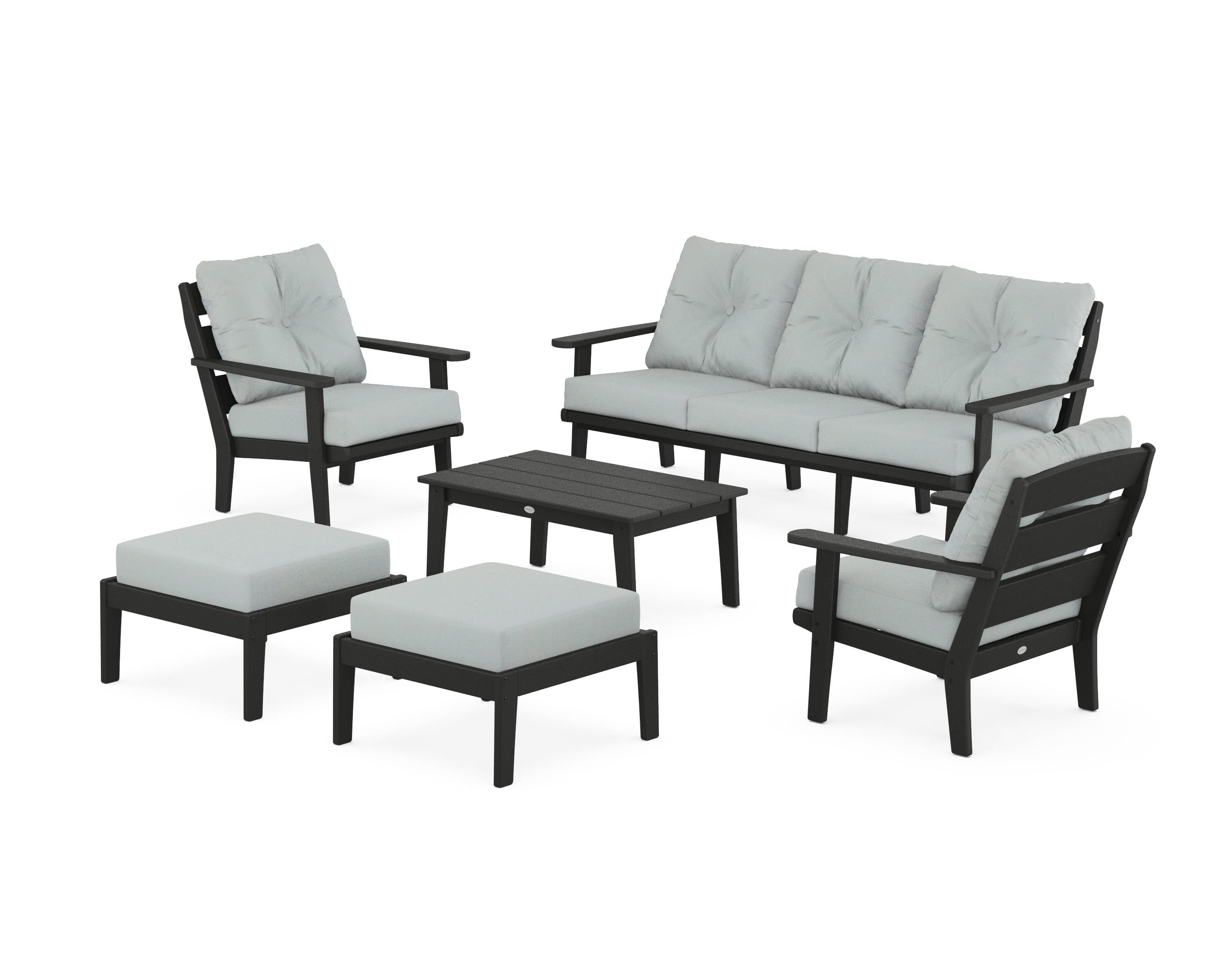 POLYWOOD® Lakeside 6-Piece Lounge Sofa Set in Black / Spa