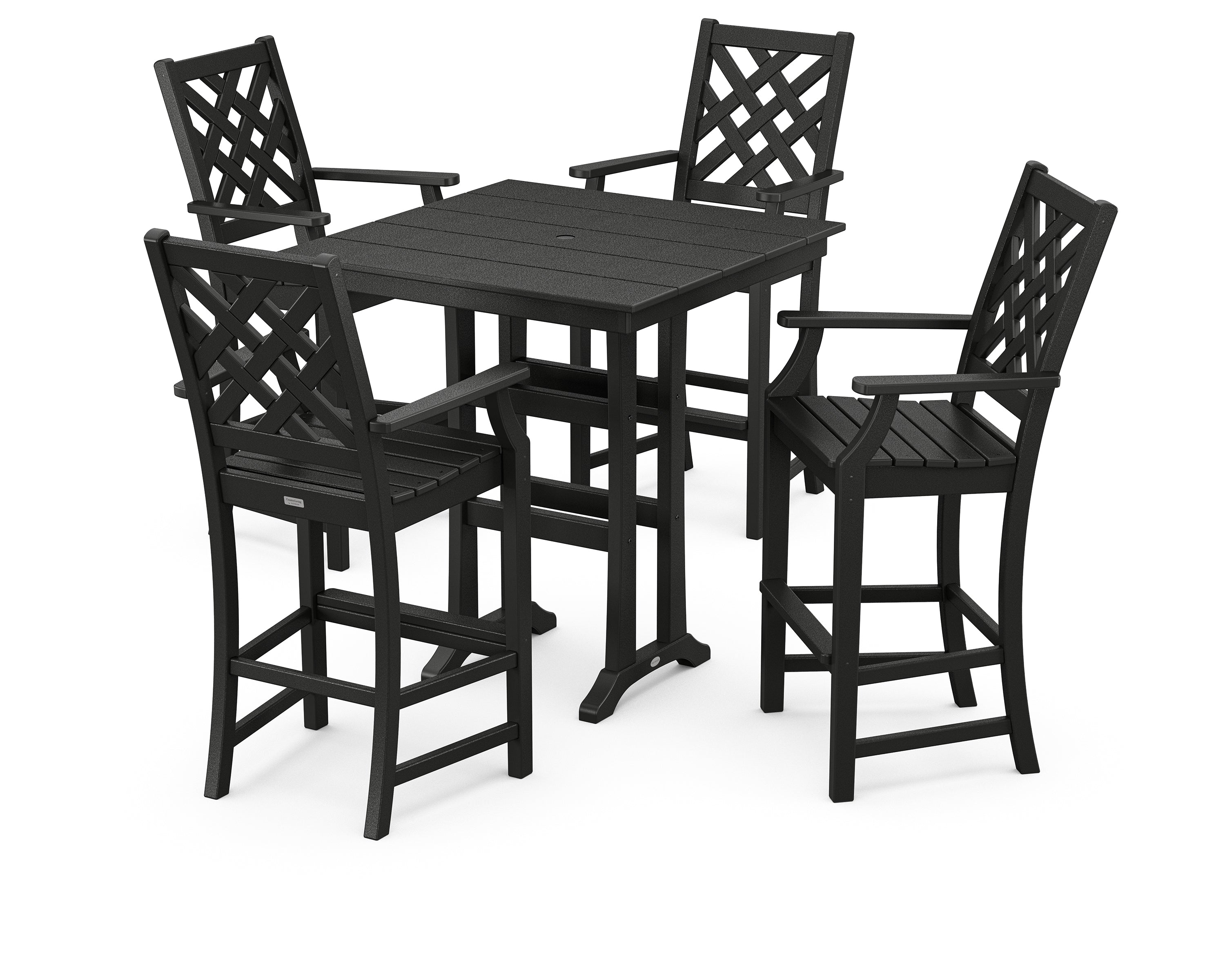 Country Living Wovendale 5-Piece Farmhouse Bar Set with Trestle Legs in Black