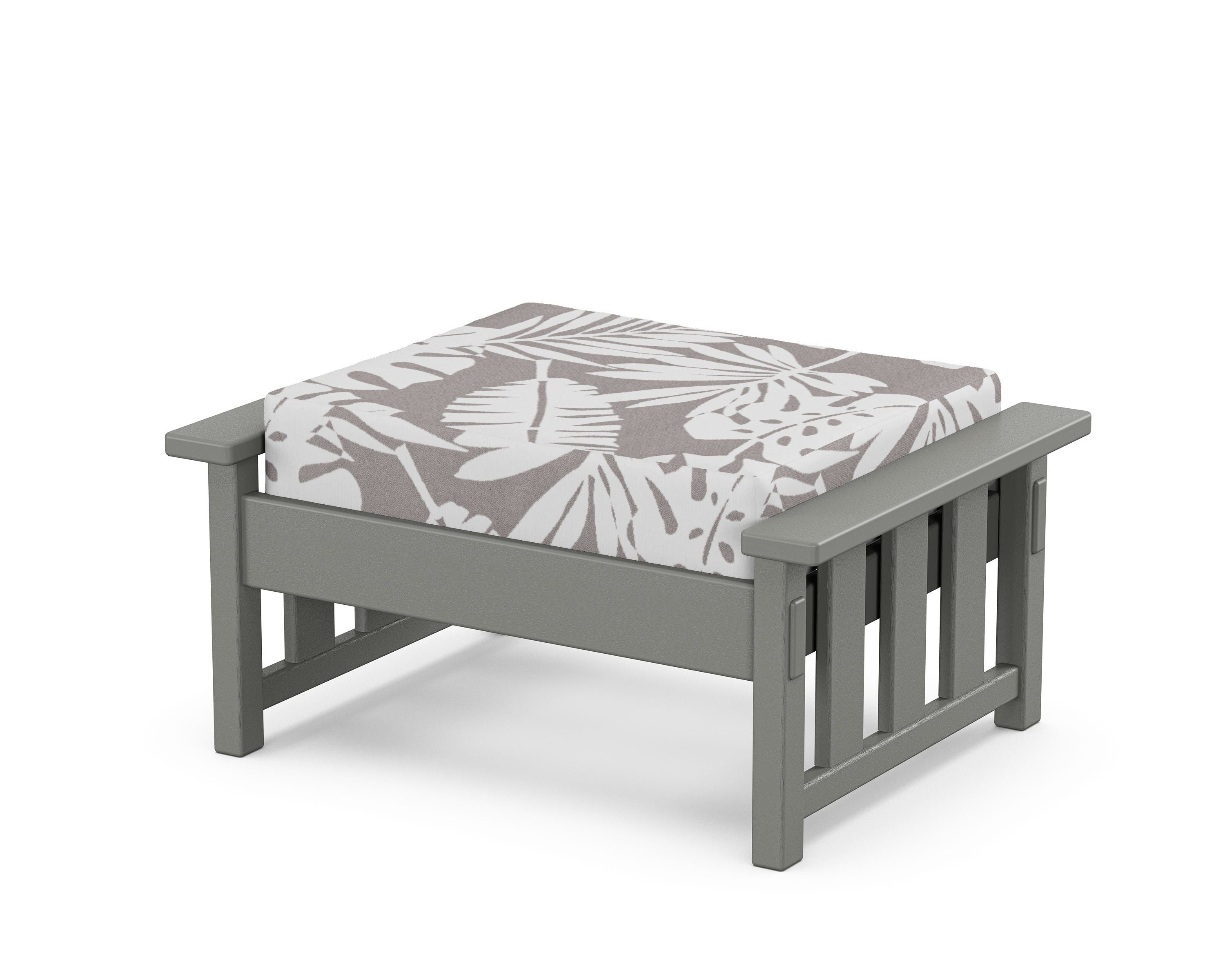 Martha Stewart by POLYWOOD® Acadia Deep Seating Ottoman in Slate Grey / Leaf Grey Mist