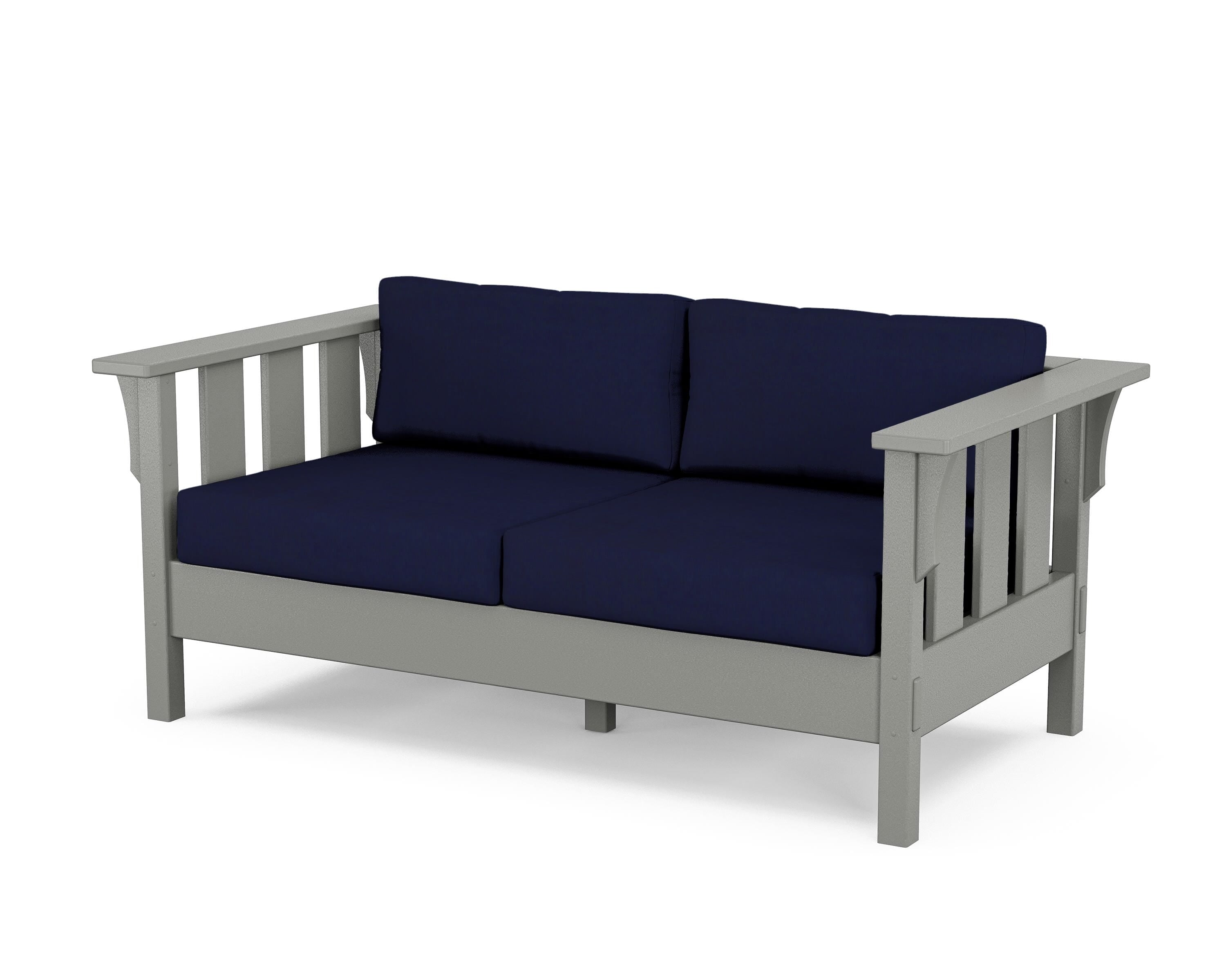 Martha Stewart by POLYWOOD® Acadia Deep Seating Loveseat in Slate Grey / Navy