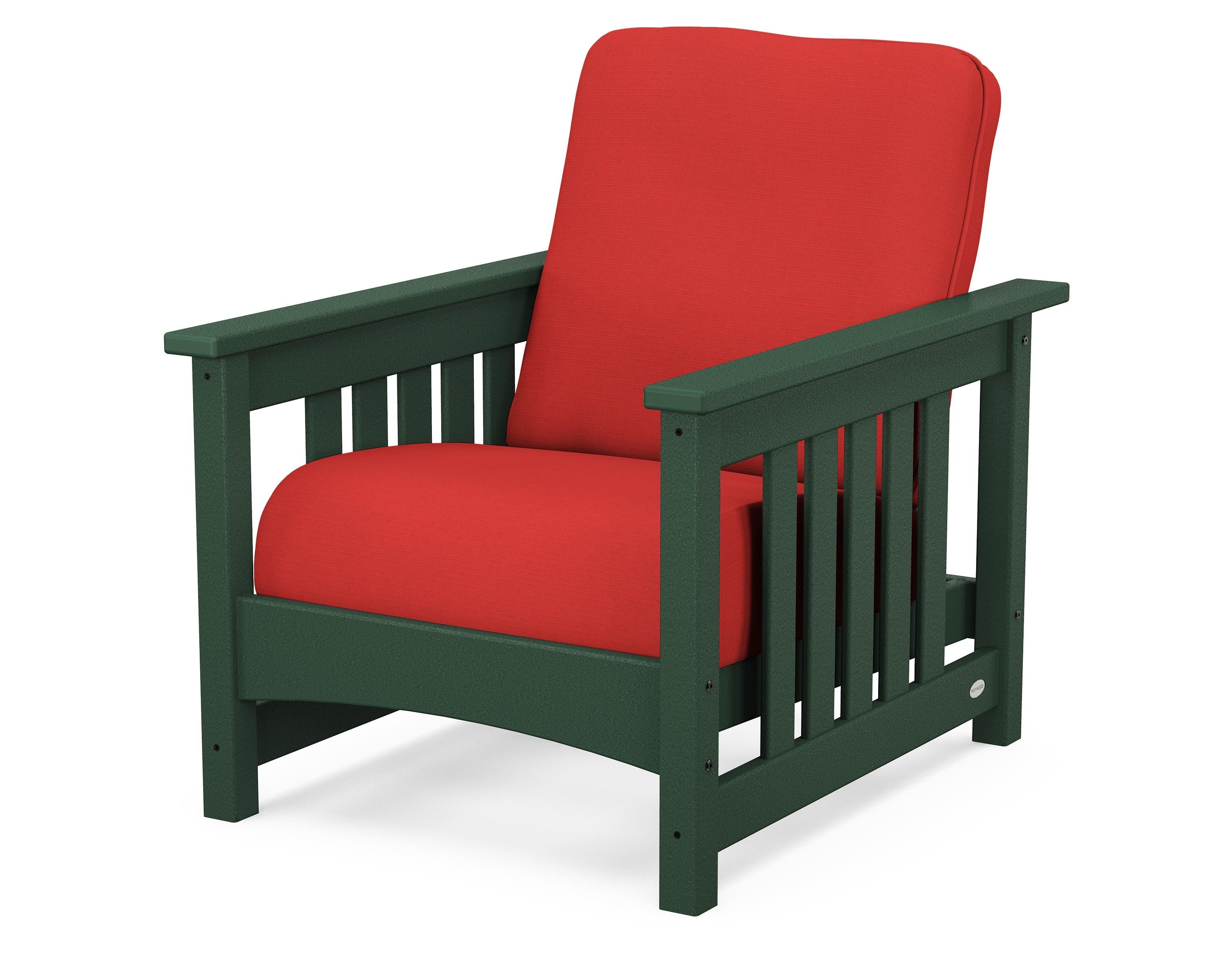 POLYWOOD® Club Mission Chair in Green / Crimson Linen
