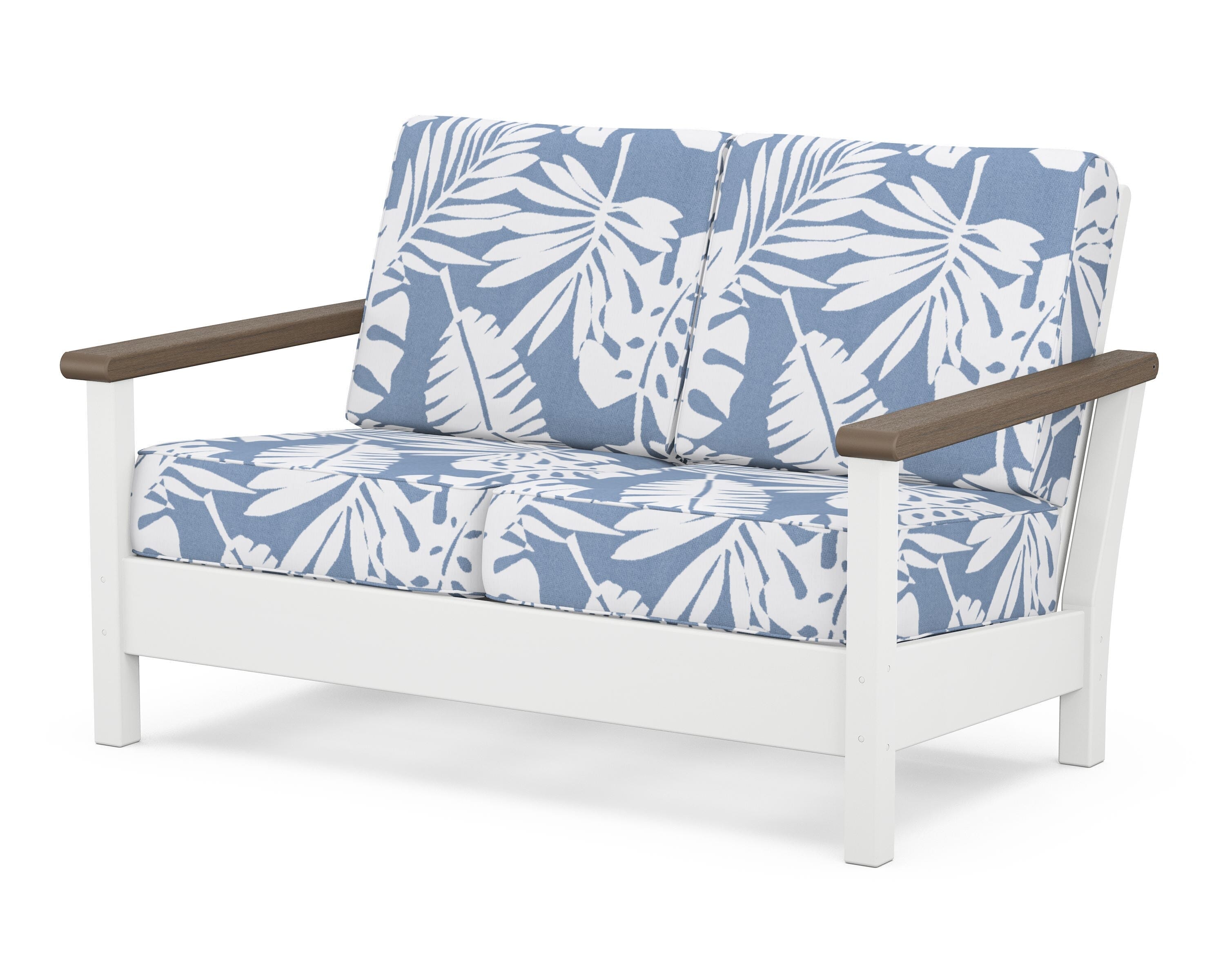 POLYWOOD® Harbour Deep Seating Loveseat in White / Kona / Leaf Sky Blue