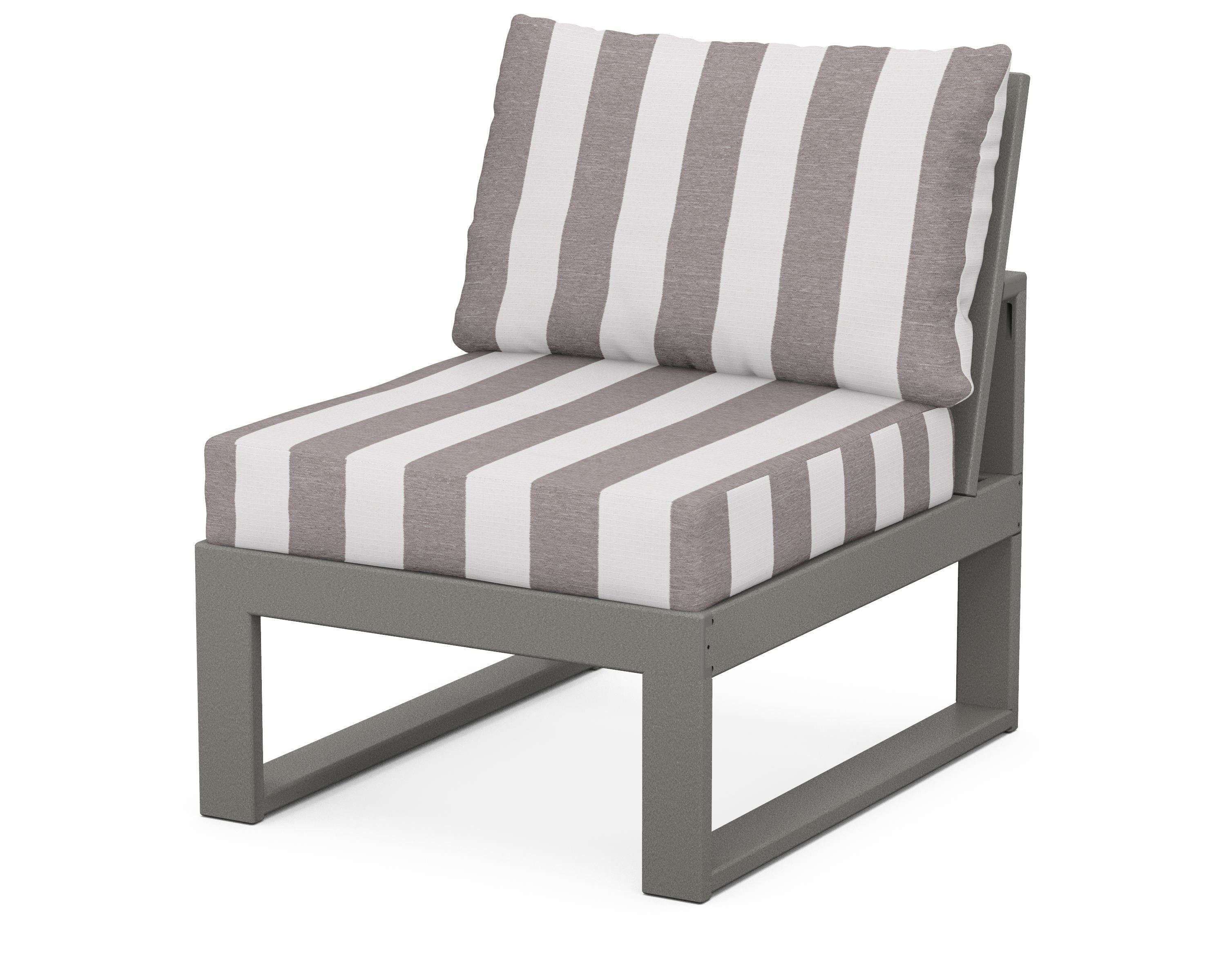 Unbranded Modular Armless Chair in Slate Grey / Cabana Stripe Grey Mist