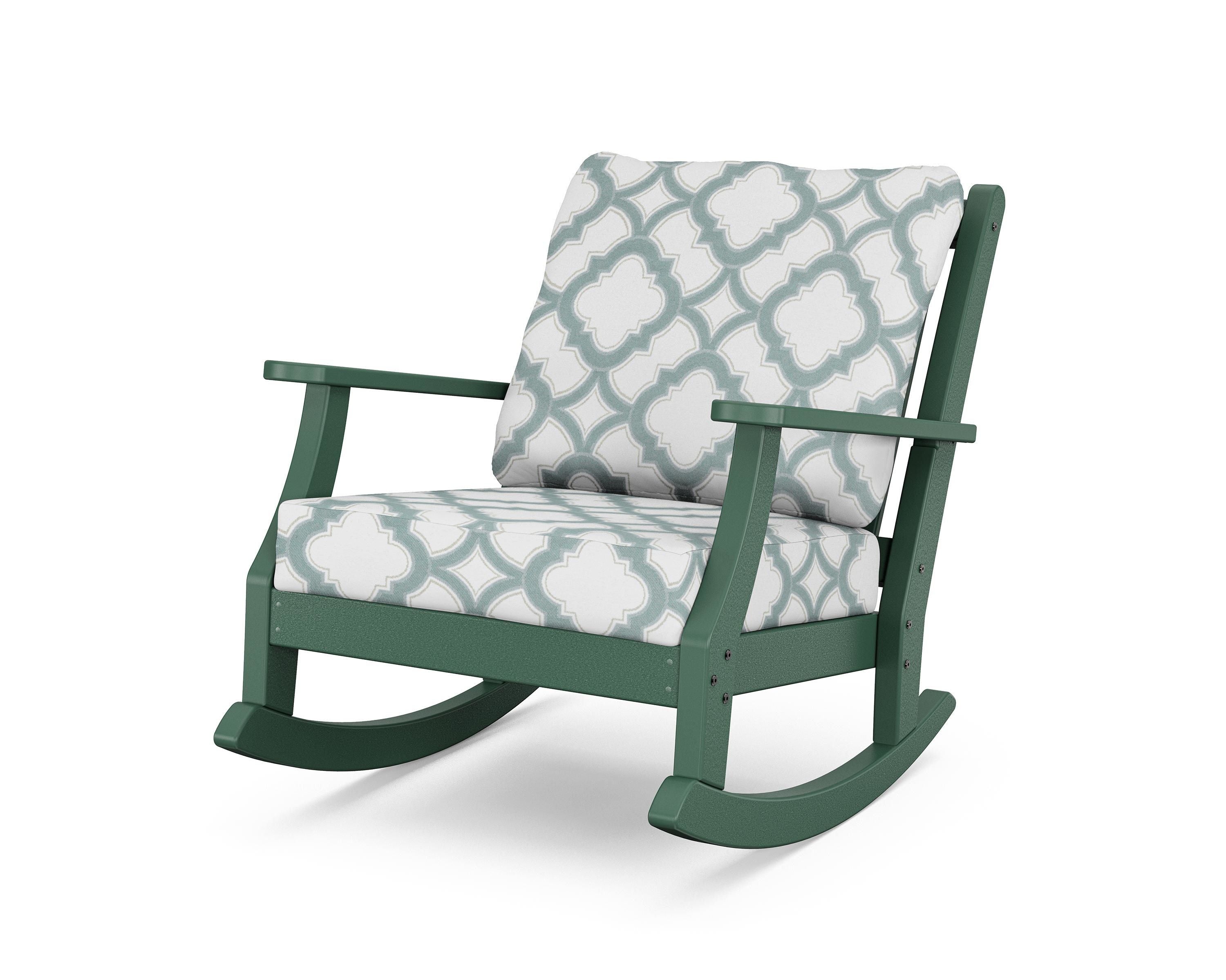 Country Living Wovendale Deep Seating Rocking Chair in Green / Trellis Glacier Spa
