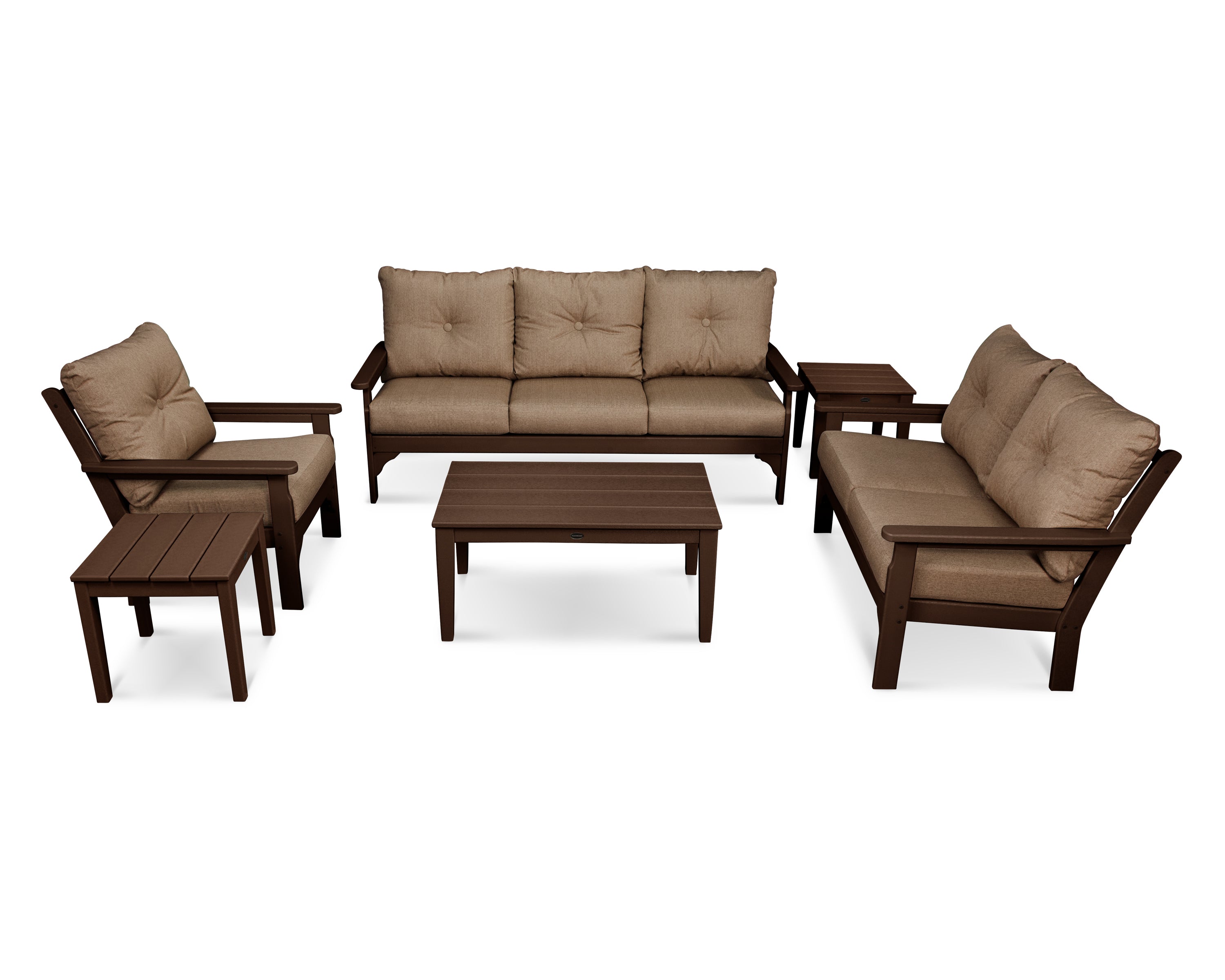 POLYWOOD® Vineyard 6-Piece Deep Seating Set in Mahogany / Sesame