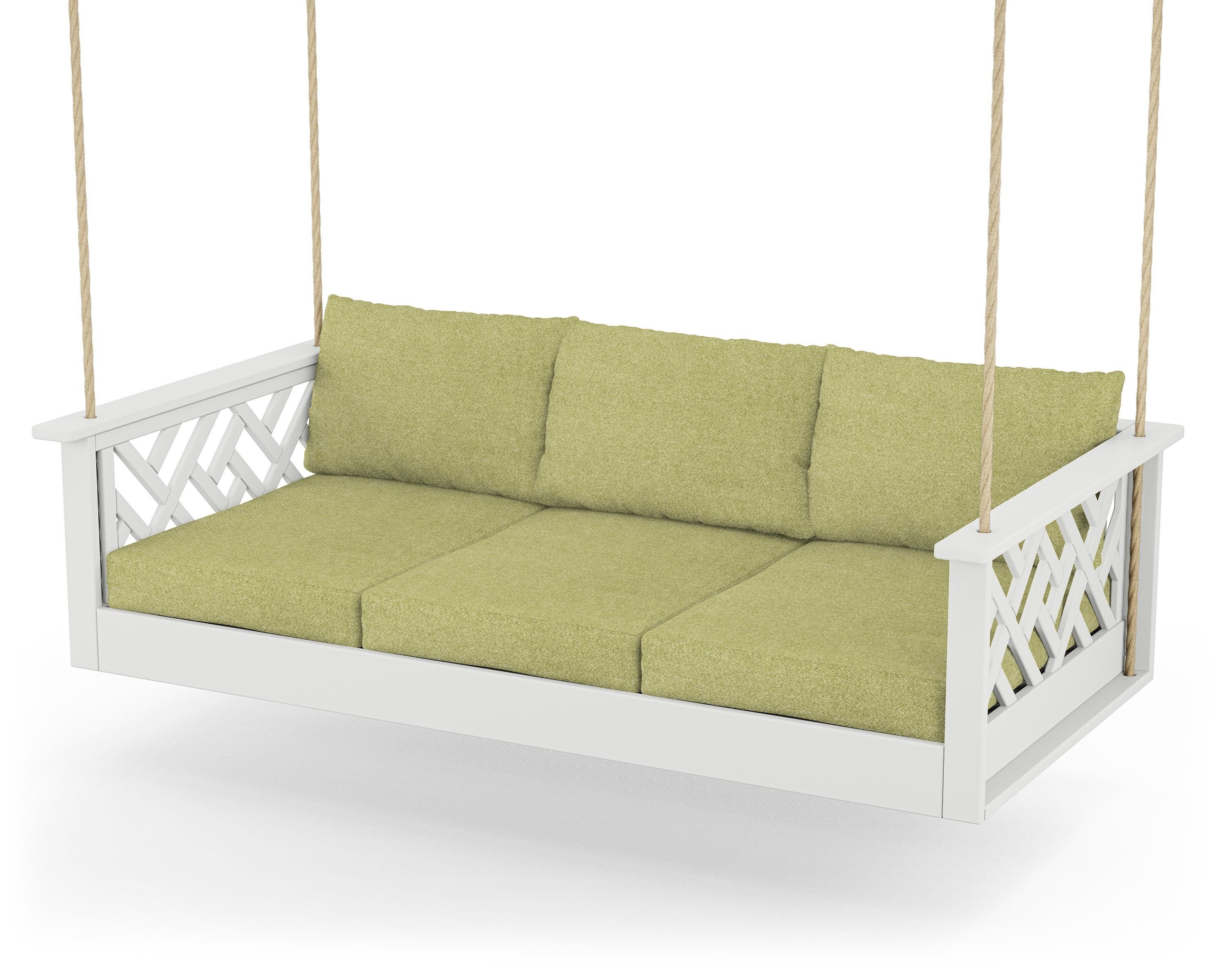 POLYWOOD® Chippendale Daybed Swing in White / Chartreuse Boucle