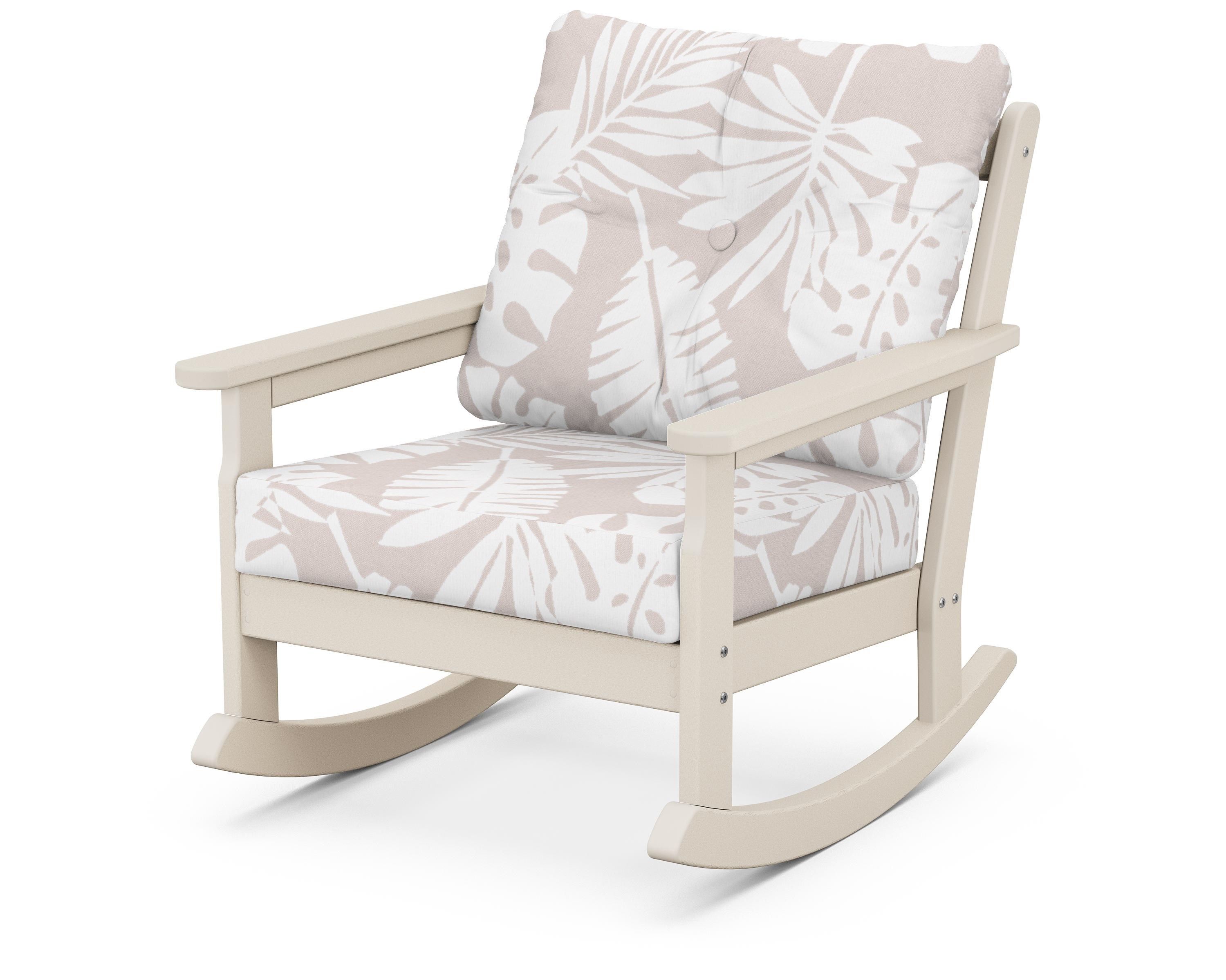 POLYWOOD® Vineyard Deep Seating Rocking Chair in Sand / Leaf Dune Burlap