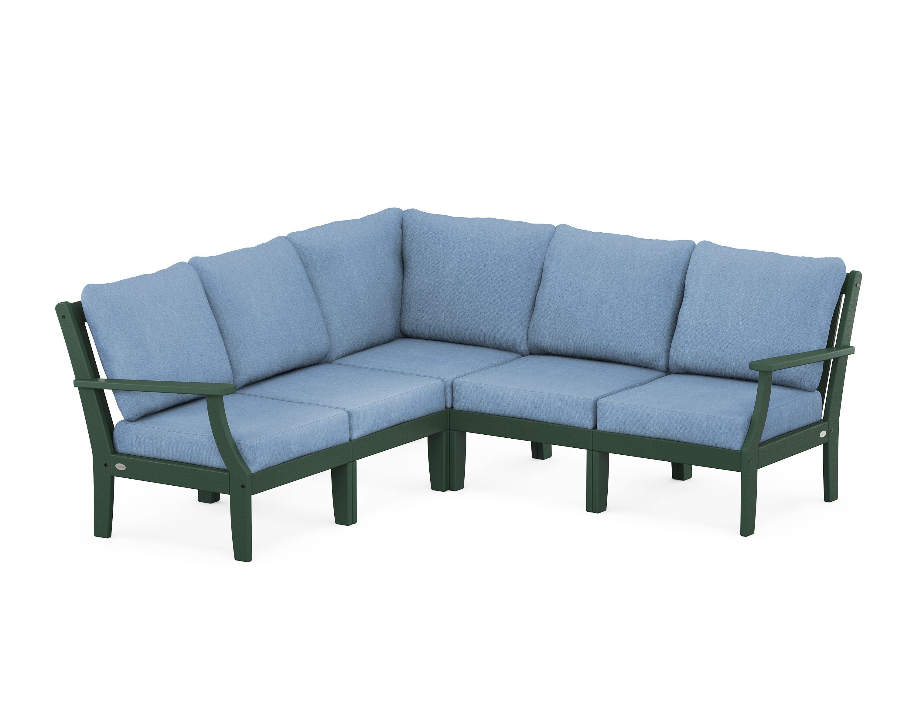 POLYWOOD® Braxton Modular 5-Piece Deep Seating Set in Green / Sky Blue
