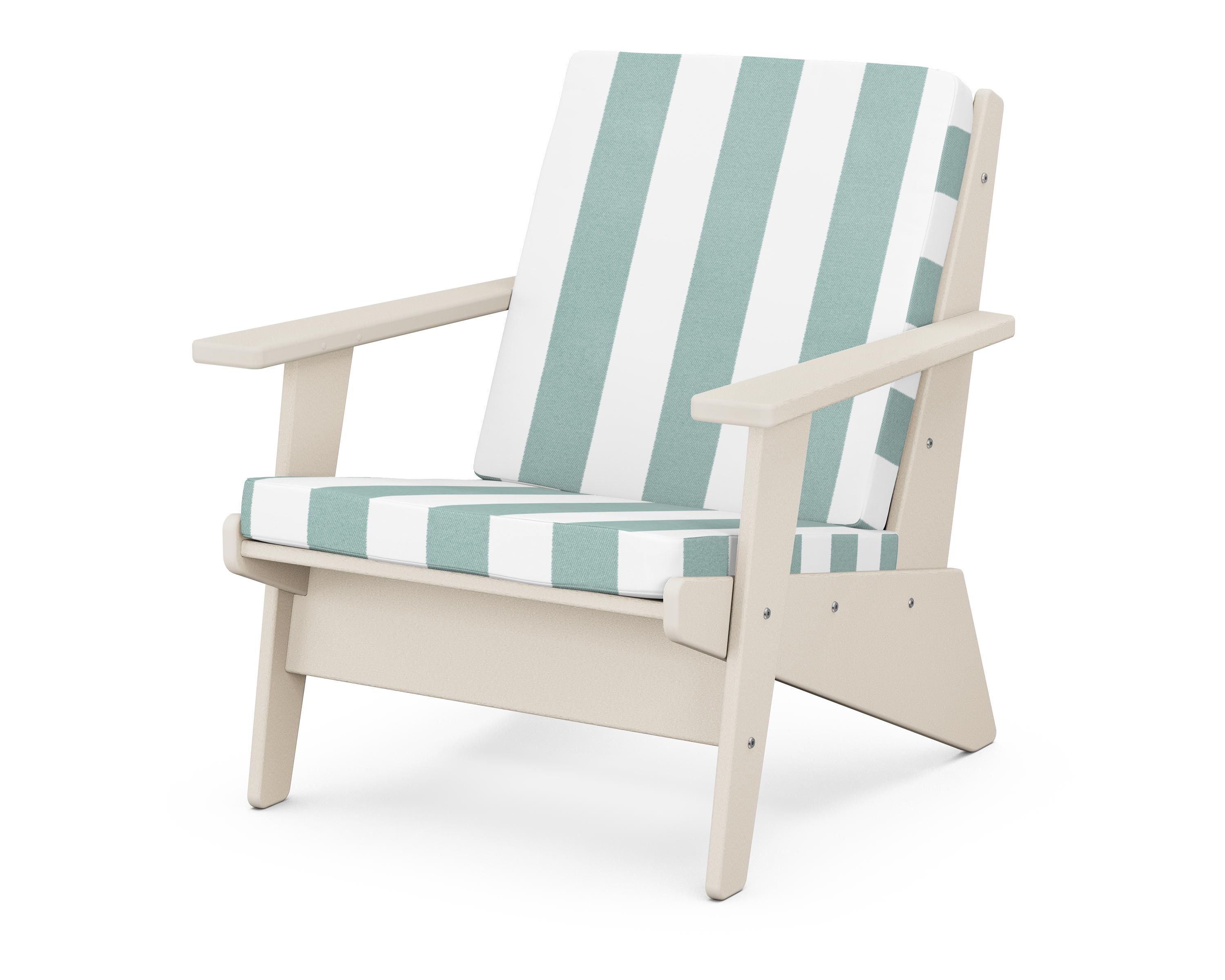 POLYWOOD® Riviera Modern Lounge Chair in Sand / Cabana Stripe Glacier Spa
