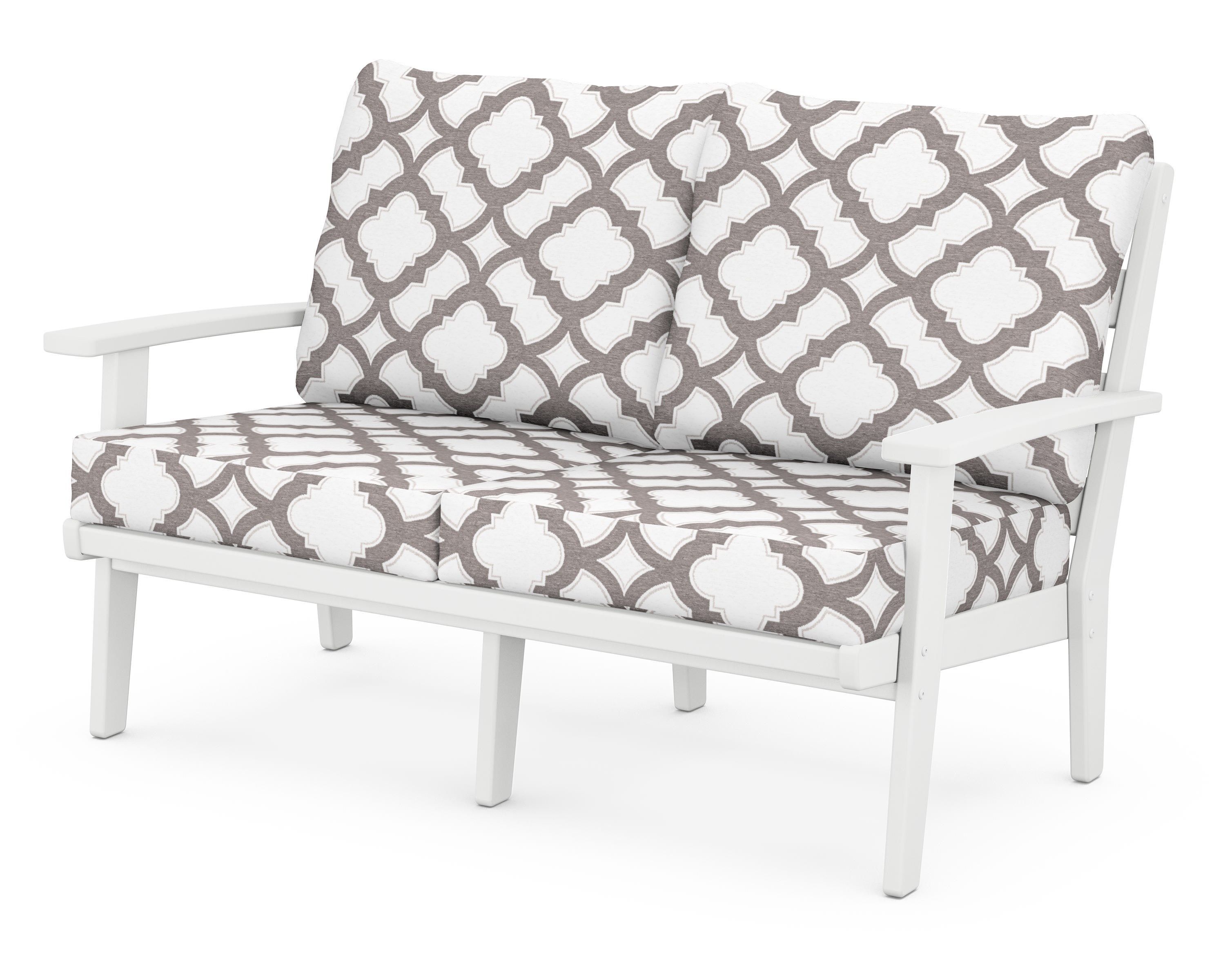 POLYWOOD® Grant Park Deep Seating Loveseat in White / Trellis Grey Mist