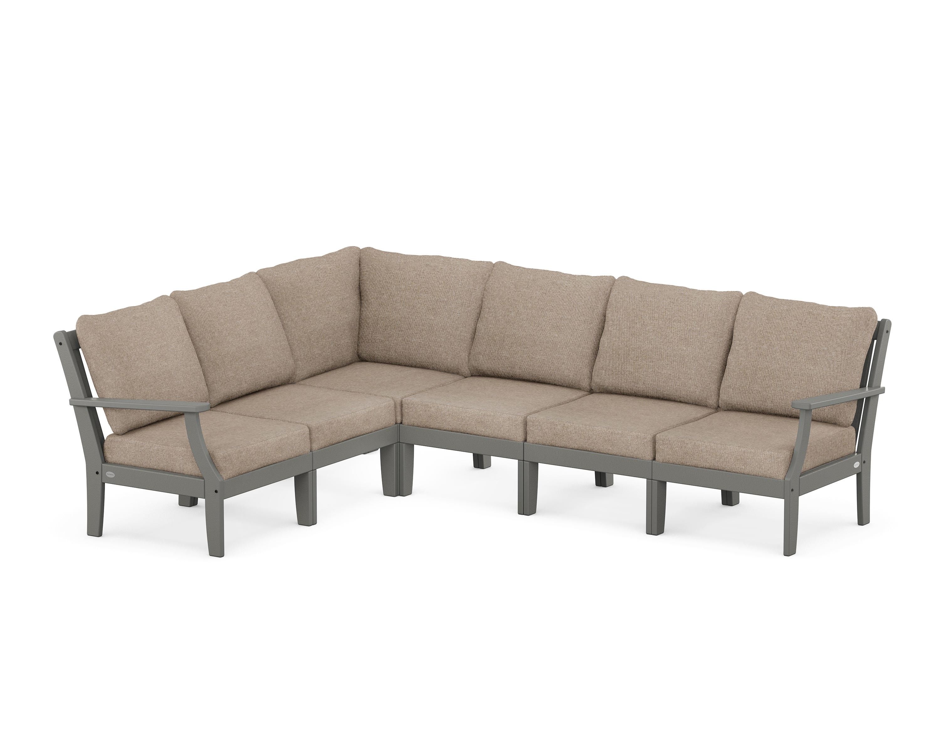 POLYWOOD® Braxton Modular 6-Piece Deep Seating Set in Slate Grey / Spiced Burlap