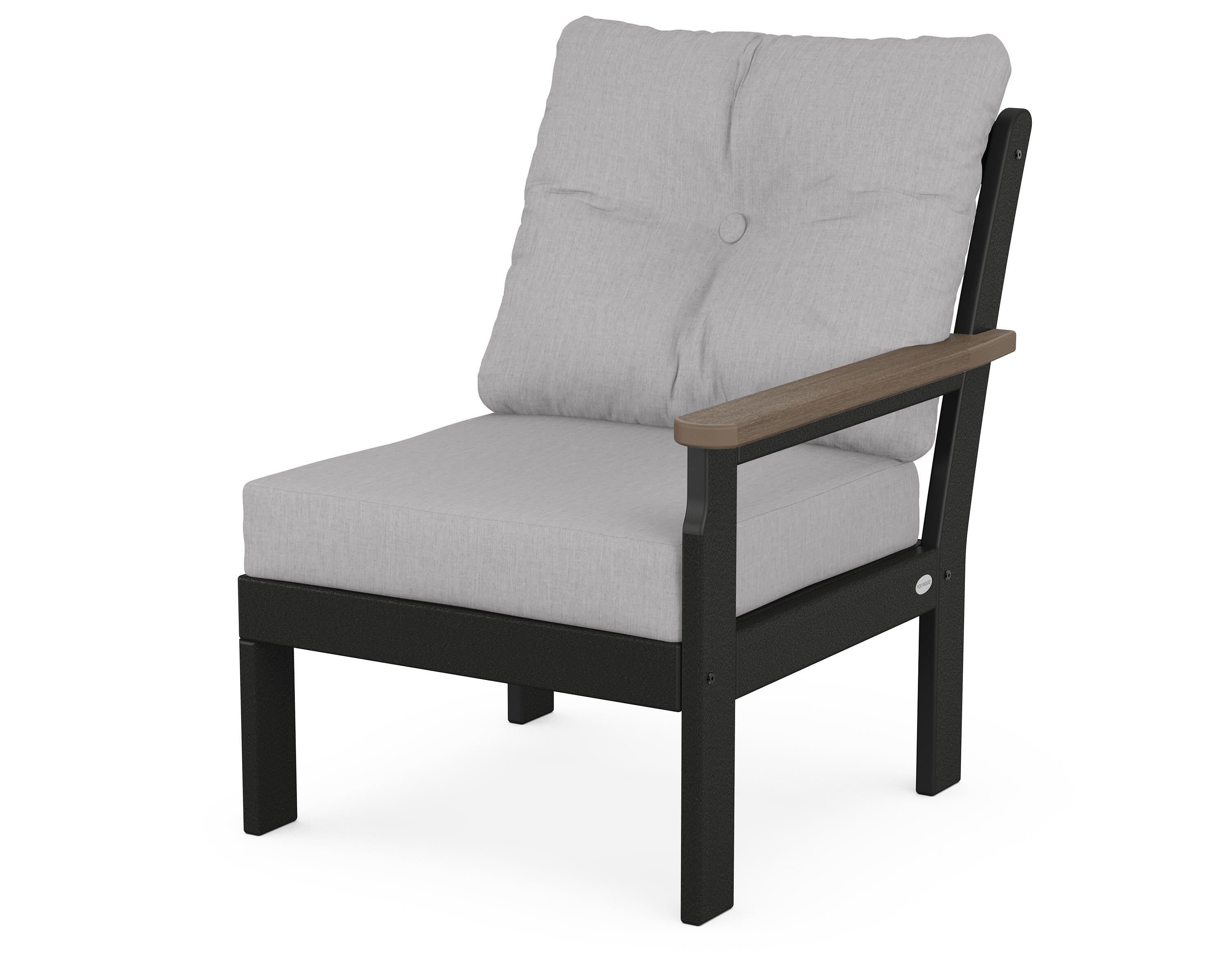 POLYWOOD® Vineyard Modular Right Arm Chair in Black / Kona / Granite