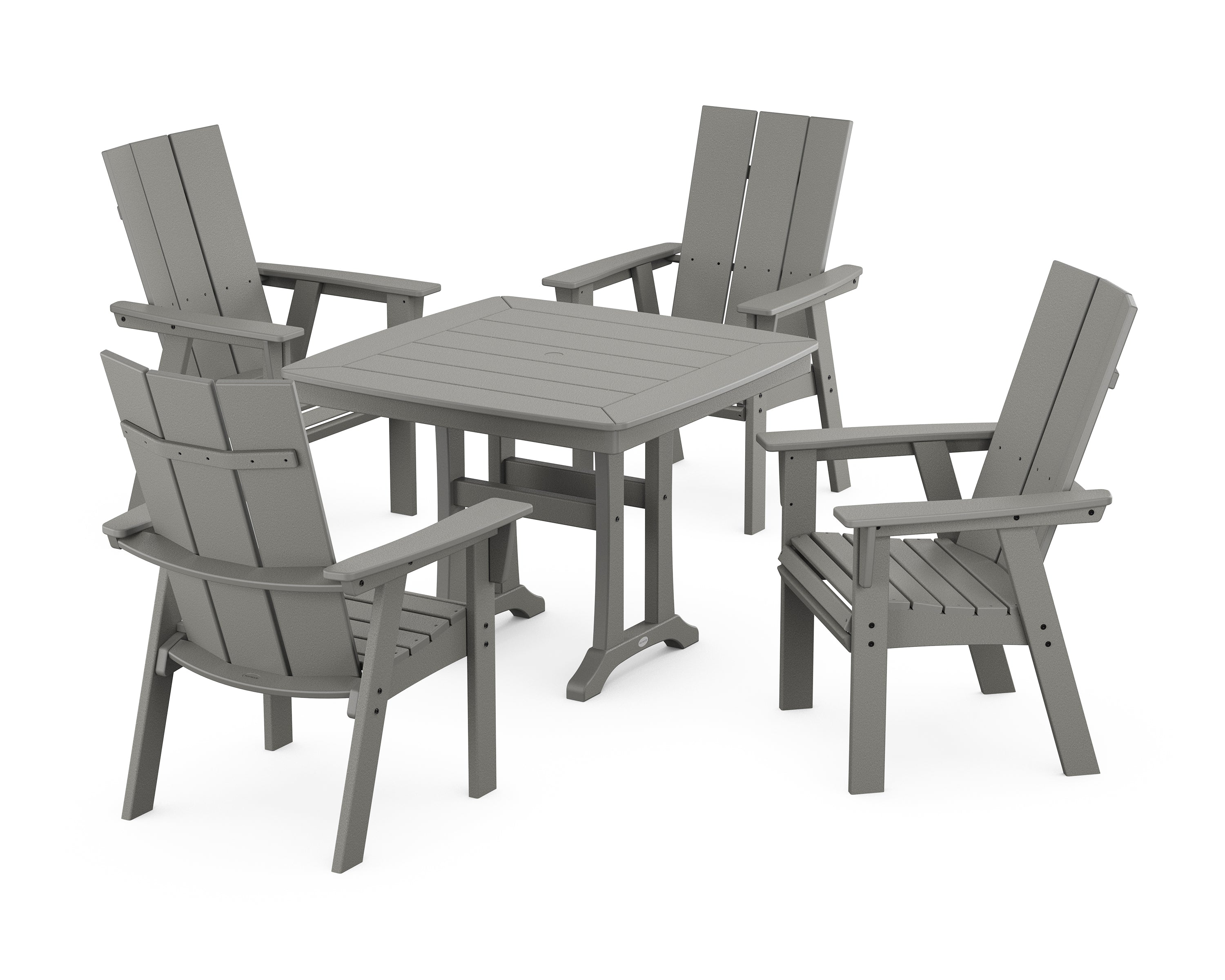 POLYWOOD® Modern Adirondack 5-Piece Dining Set with Trestle Legs in Slate Grey