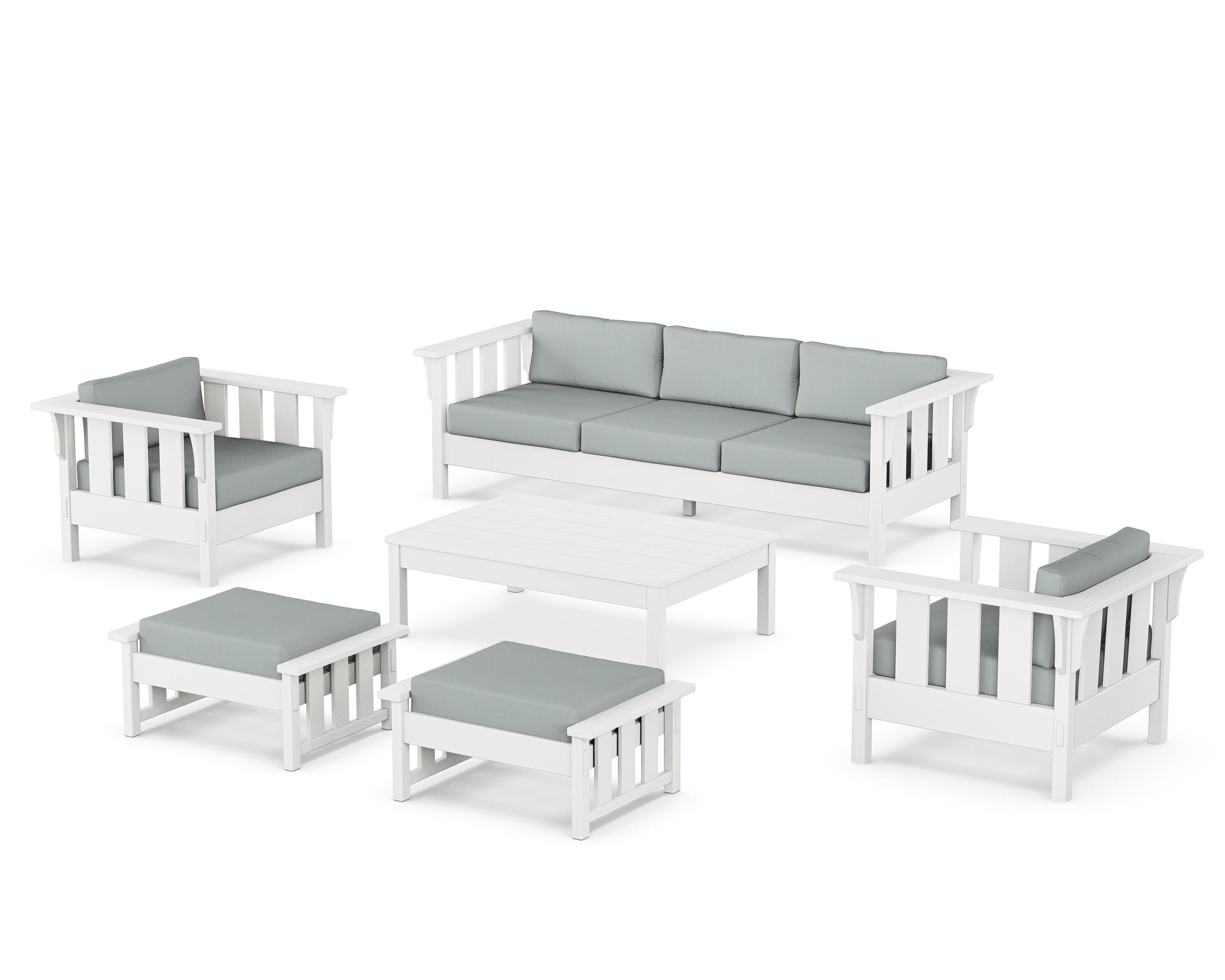 Martha Stewart by POLYWOOD® Acadia 6-Piece Lounge Sofa Set in White / Spa
