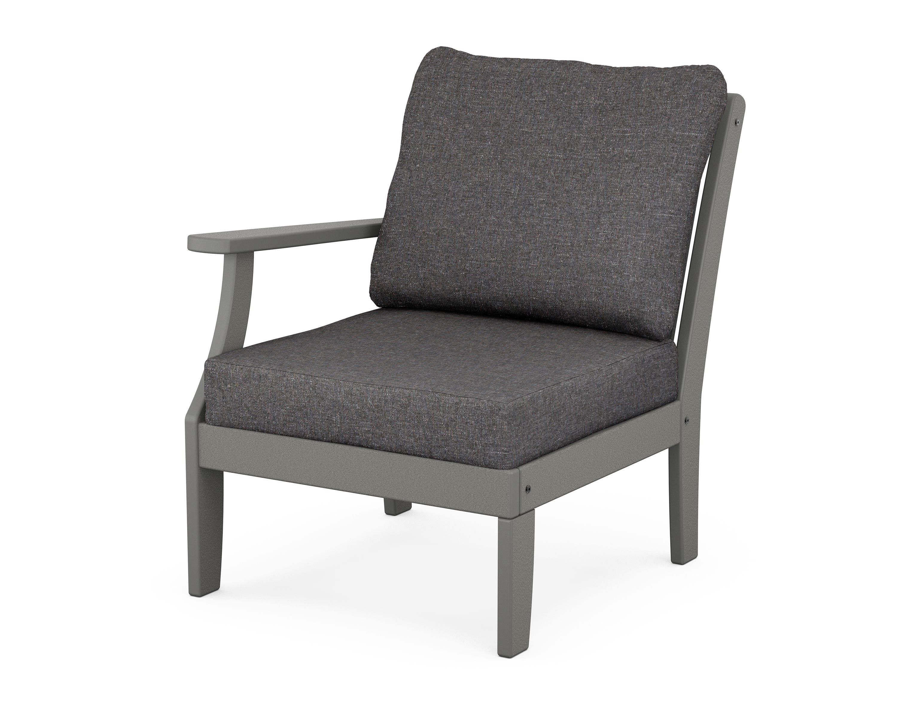 POLYWOOD® Braxton Modular Left Arm Chair in Slate Grey / Ash Charcoal
