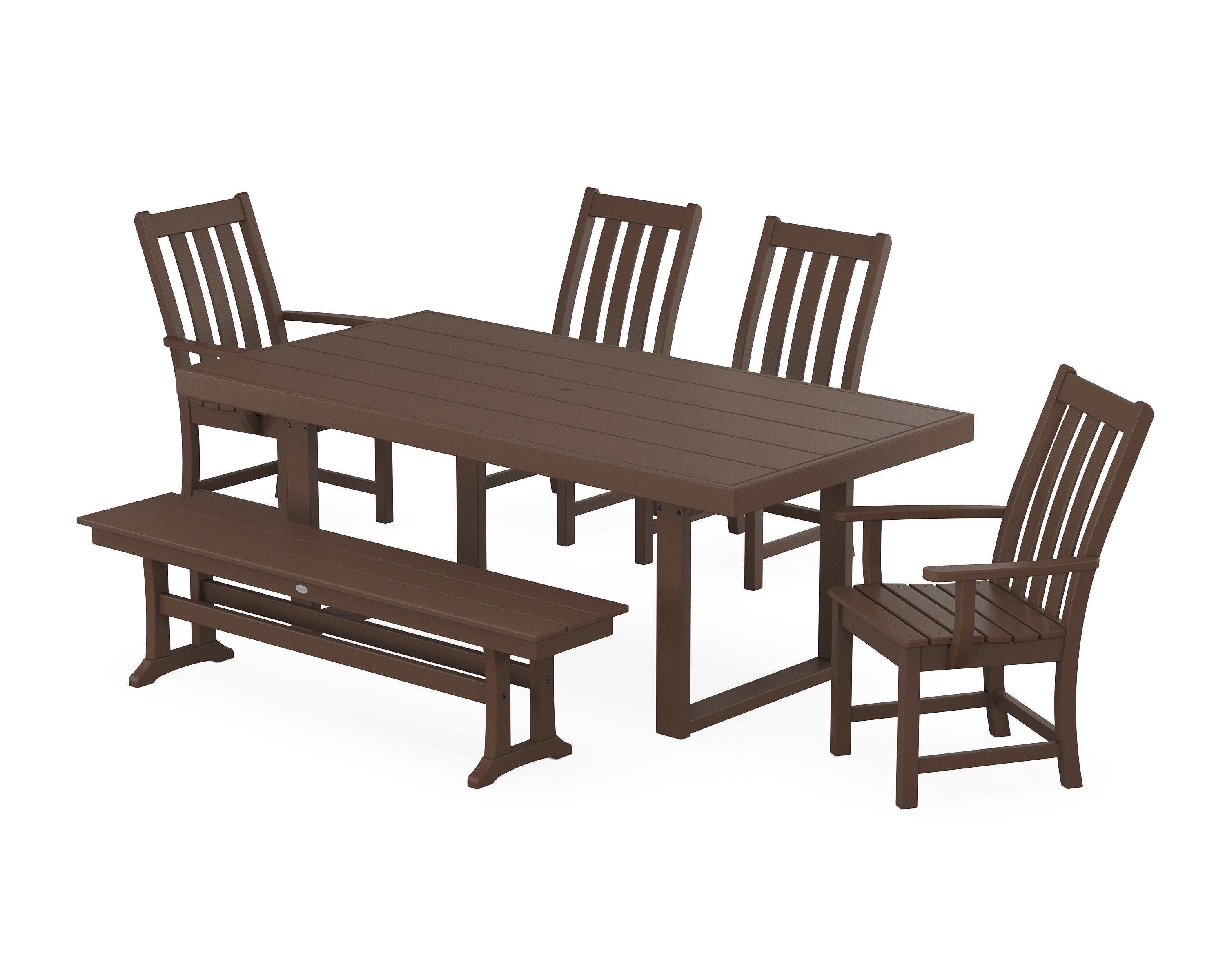 POLYWOOD® Vineyard 6-Piece Dining Set with Bench in Mahogany