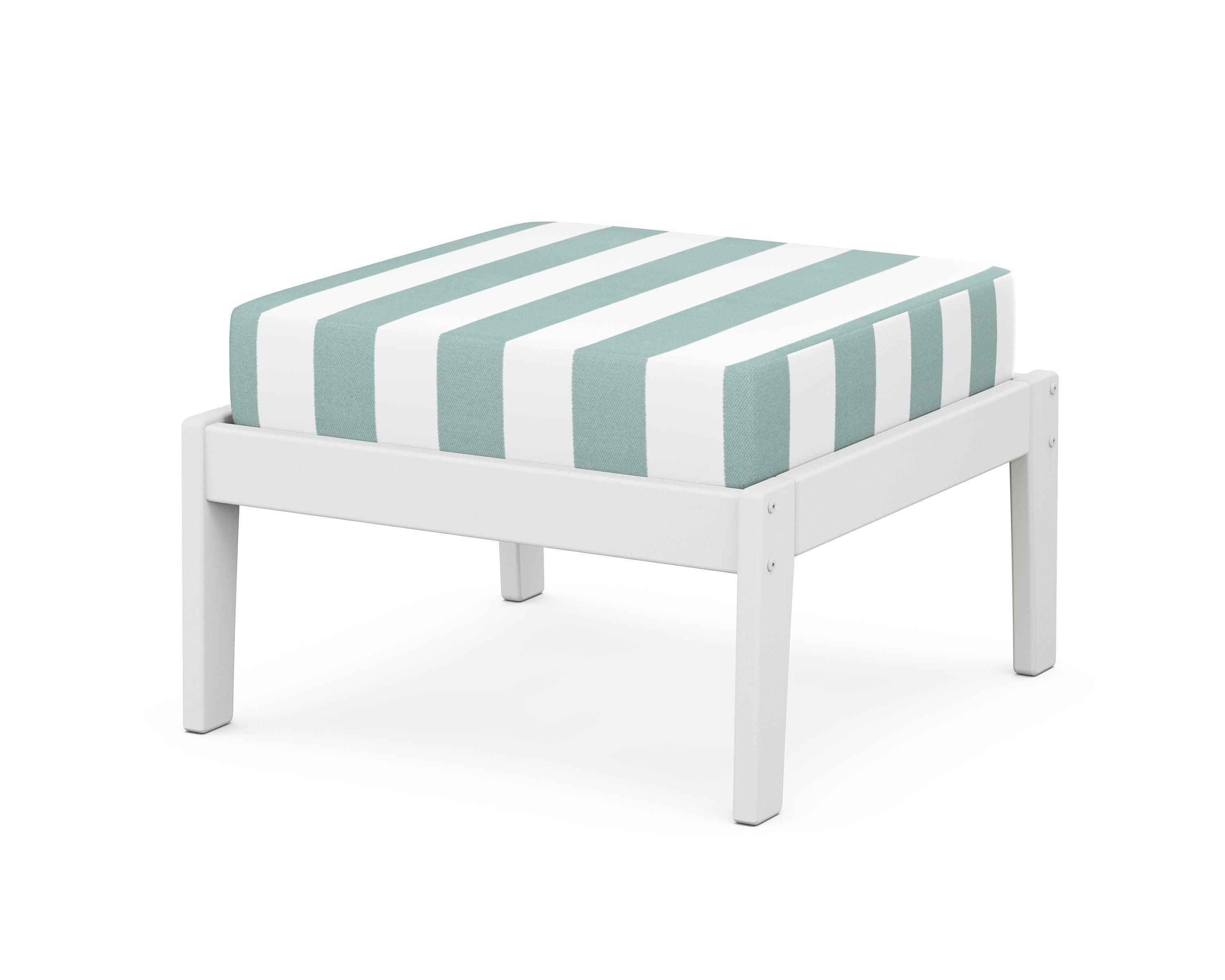 Unbranded Deep Seating Ottoman in White / Cabana Stripe Glacier Spa
