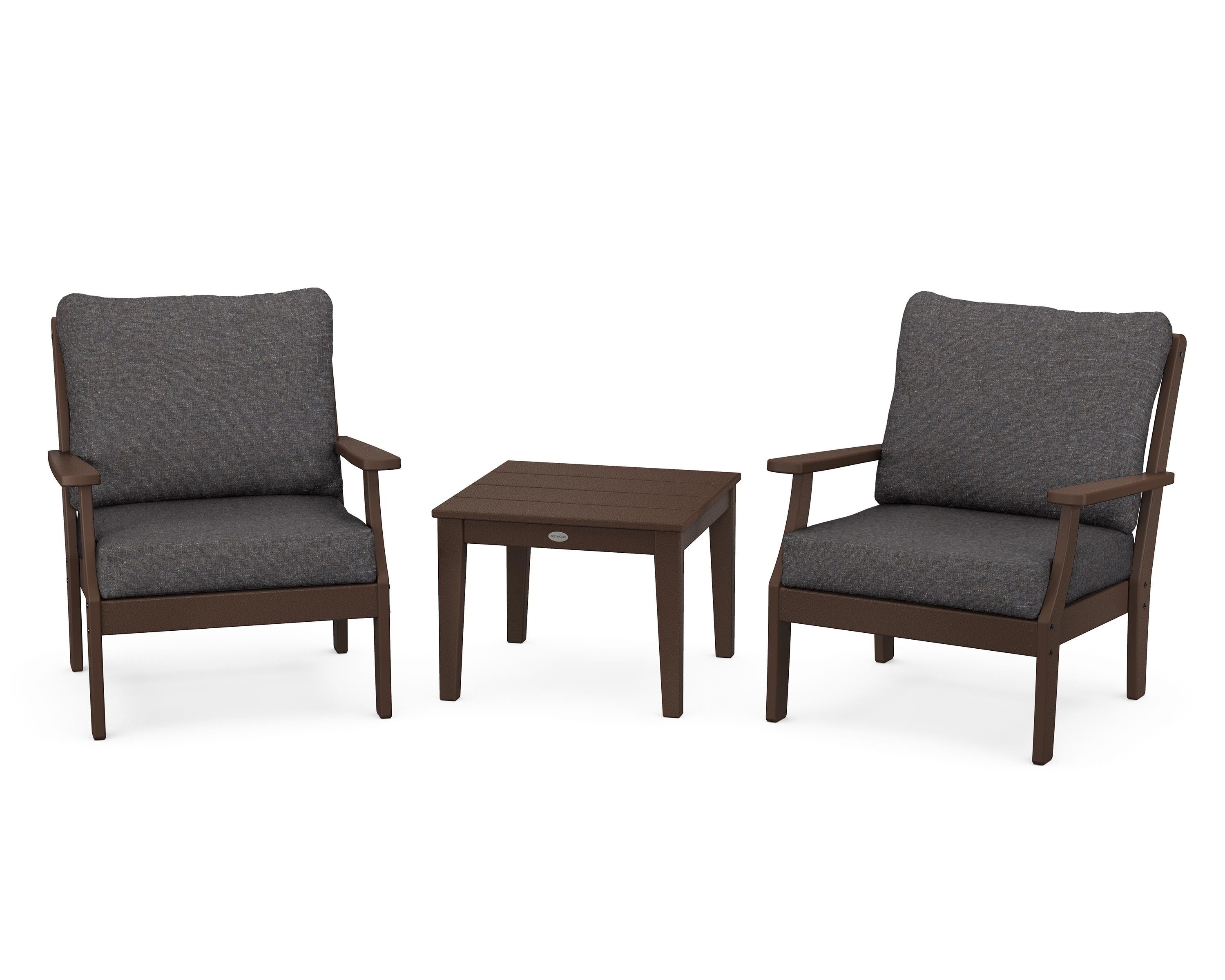 POLYWOOD® Braxton 3-Piece Deep Seating Set in Mahogany / Ash Charcoal