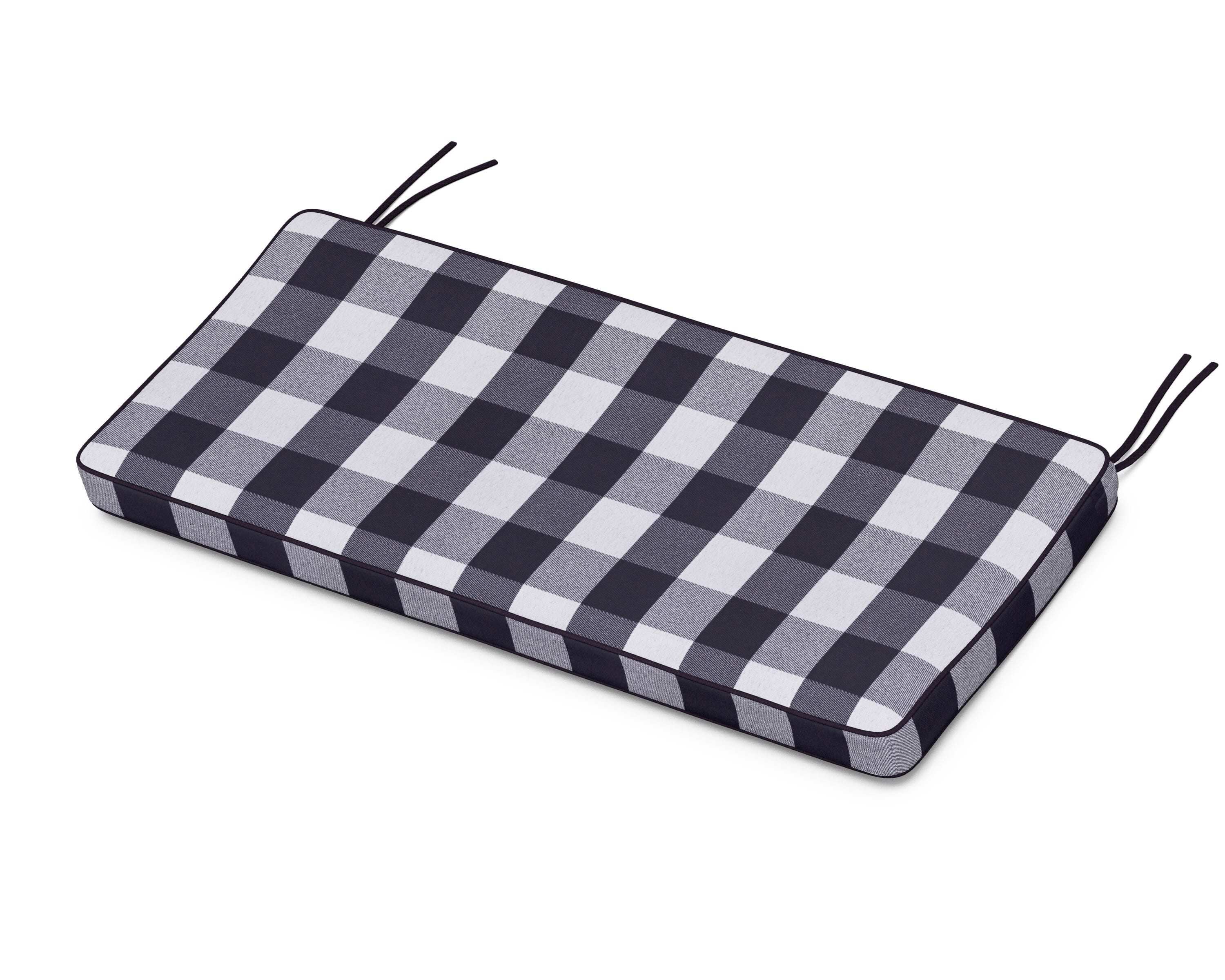 Martha Stewart by POLYWOOD® Chinoiserie Bench Seat Cushion in Buffalo Plaid Navy