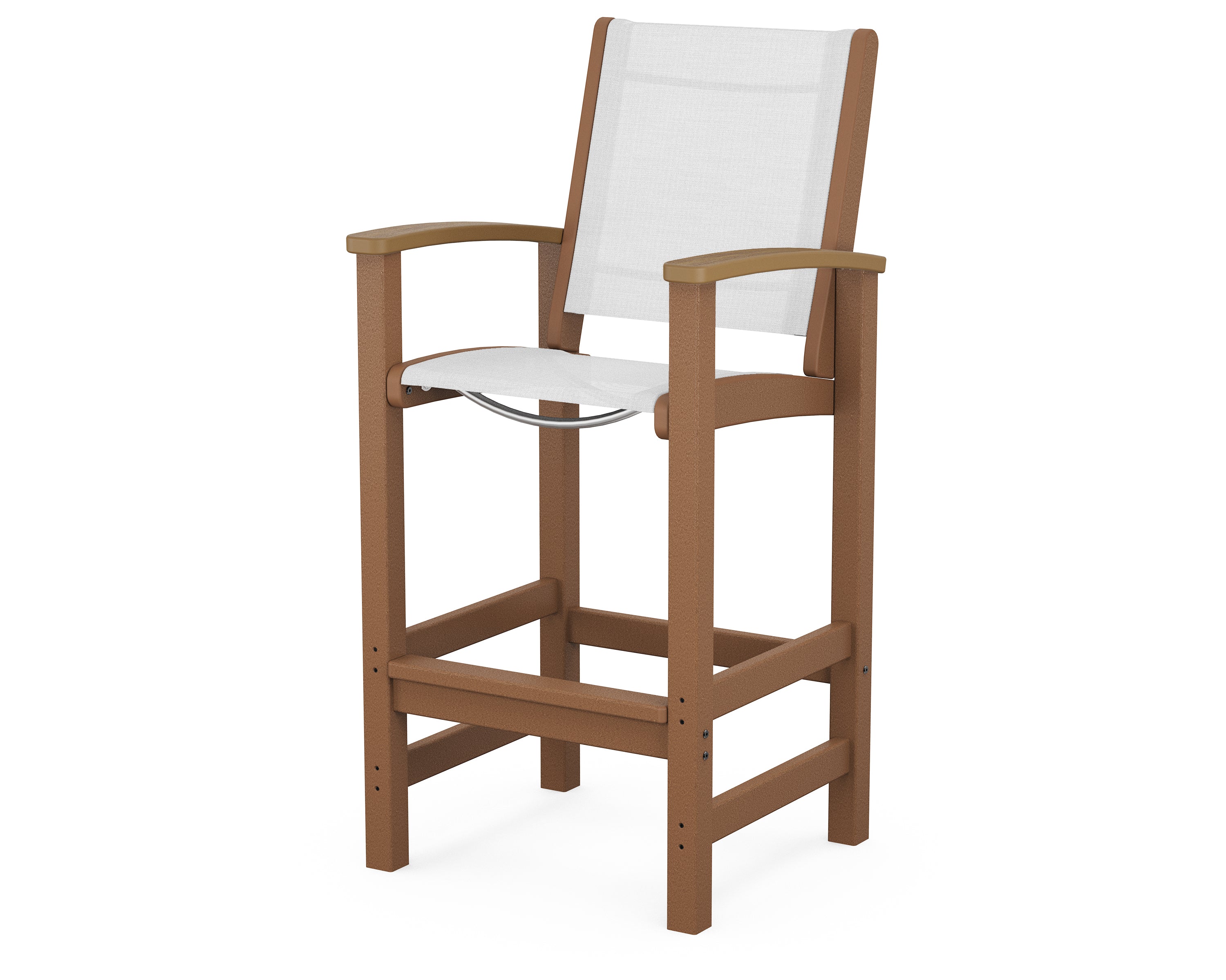 POLYWOOD® Coastal Bar Chair in Teak / Natural / White Sling
