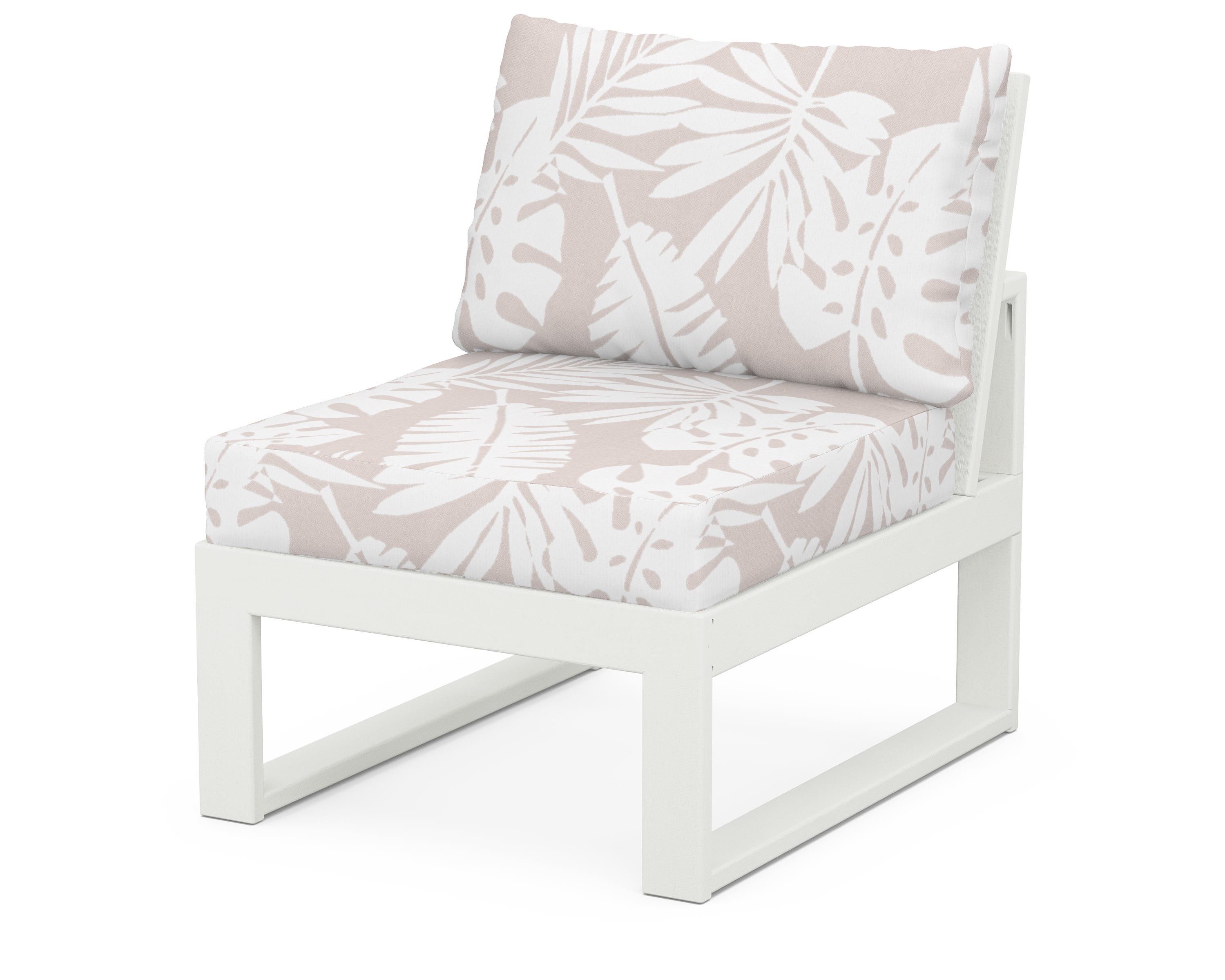 Unbranded Modular Armless Chair in Vintage White / Leaf Dune Burlap