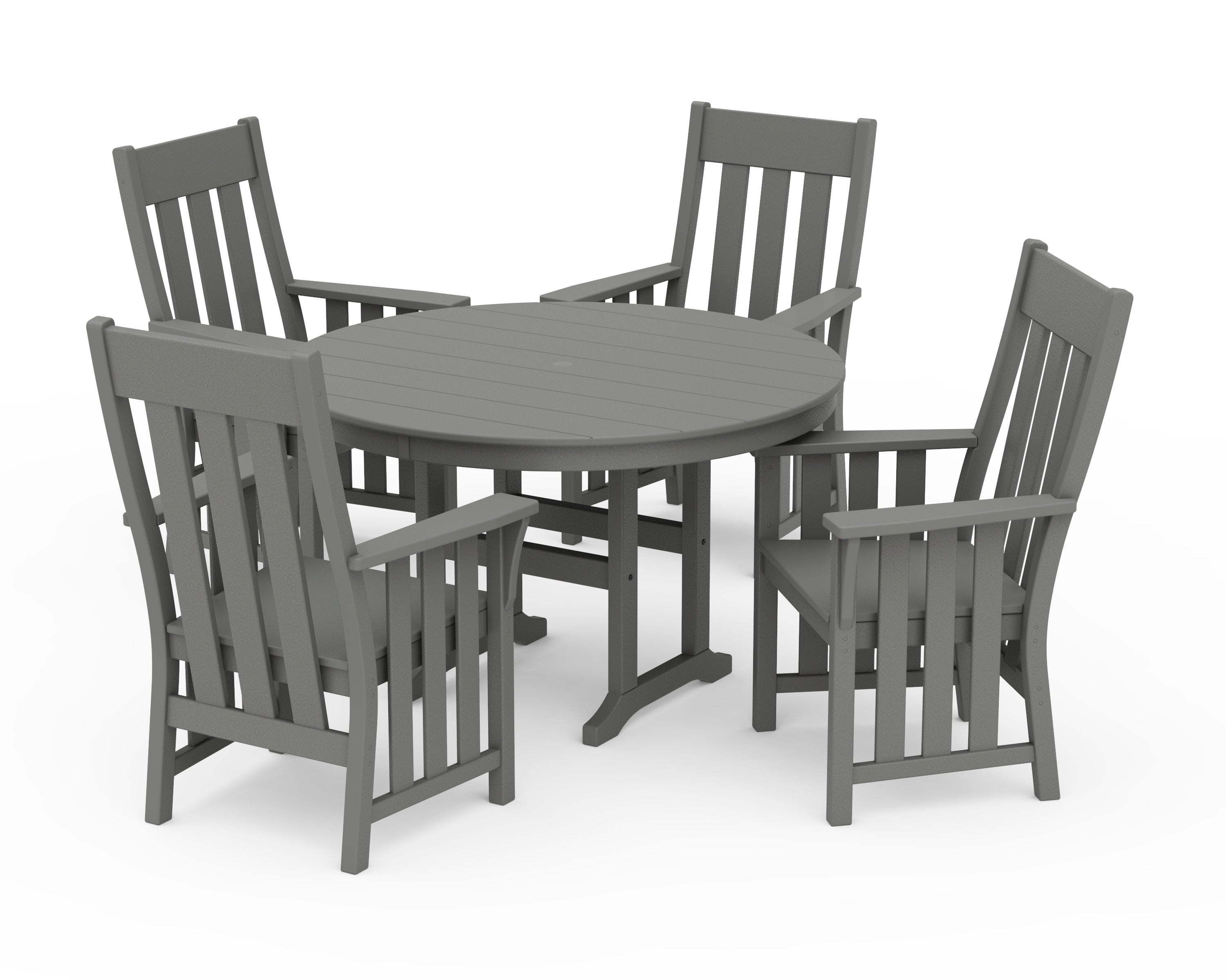 Martha Stewart by POLYWOOD® Acadia 5-Piece Round Farmhouse Dining Set in Slate Grey