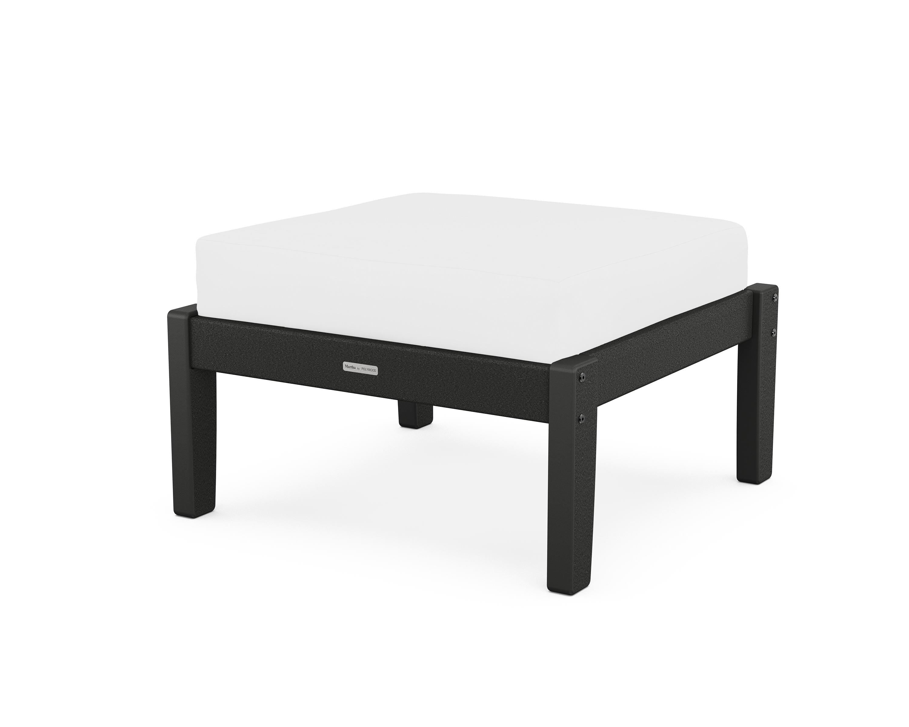 Martha Stewart by POLYWOOD® Chinoiserie Deep Seating Ottoman in Black / Natural