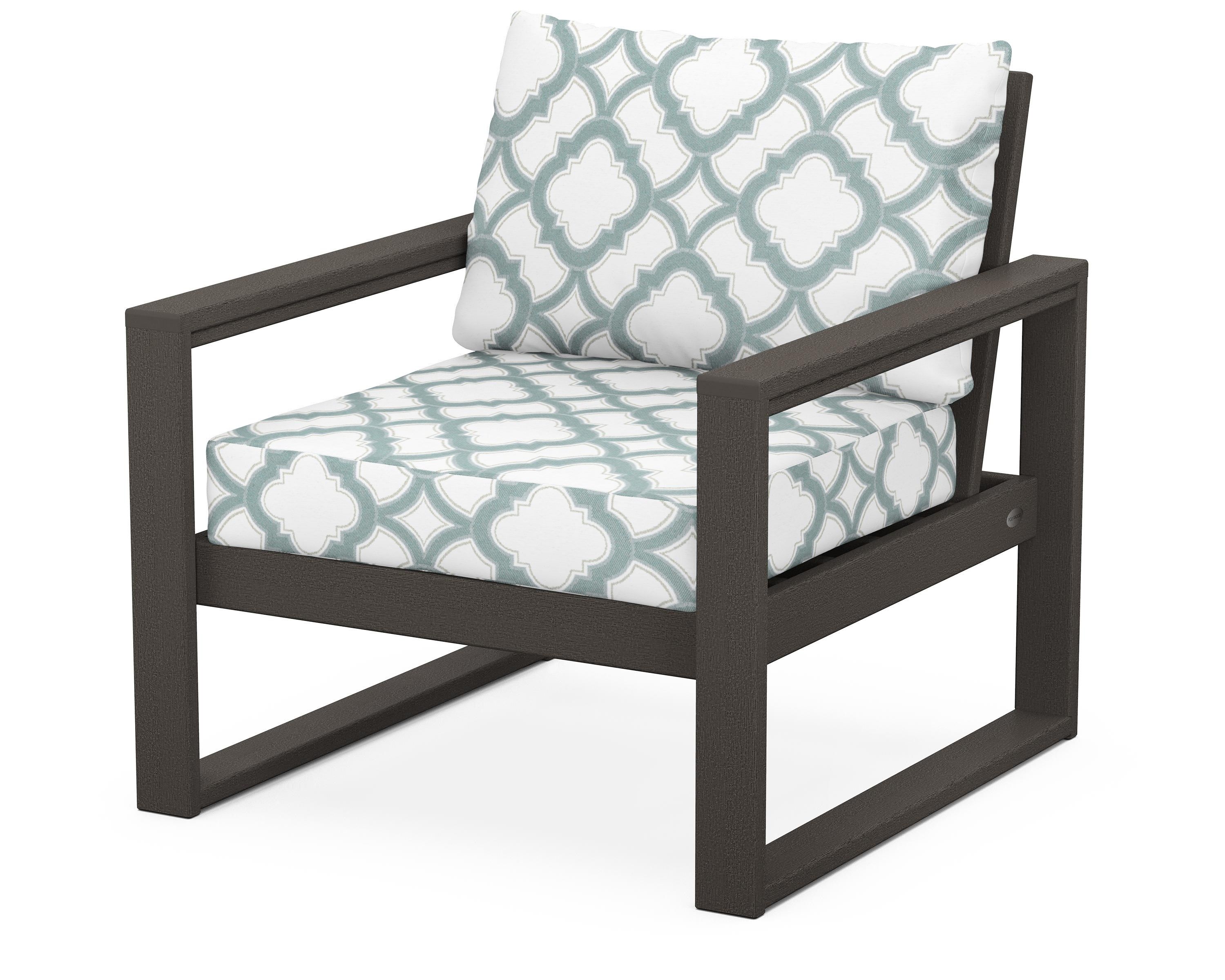 POLYWOOD® EDGE Club Chair in Vintage Coffee / Trellis Glacier Spa