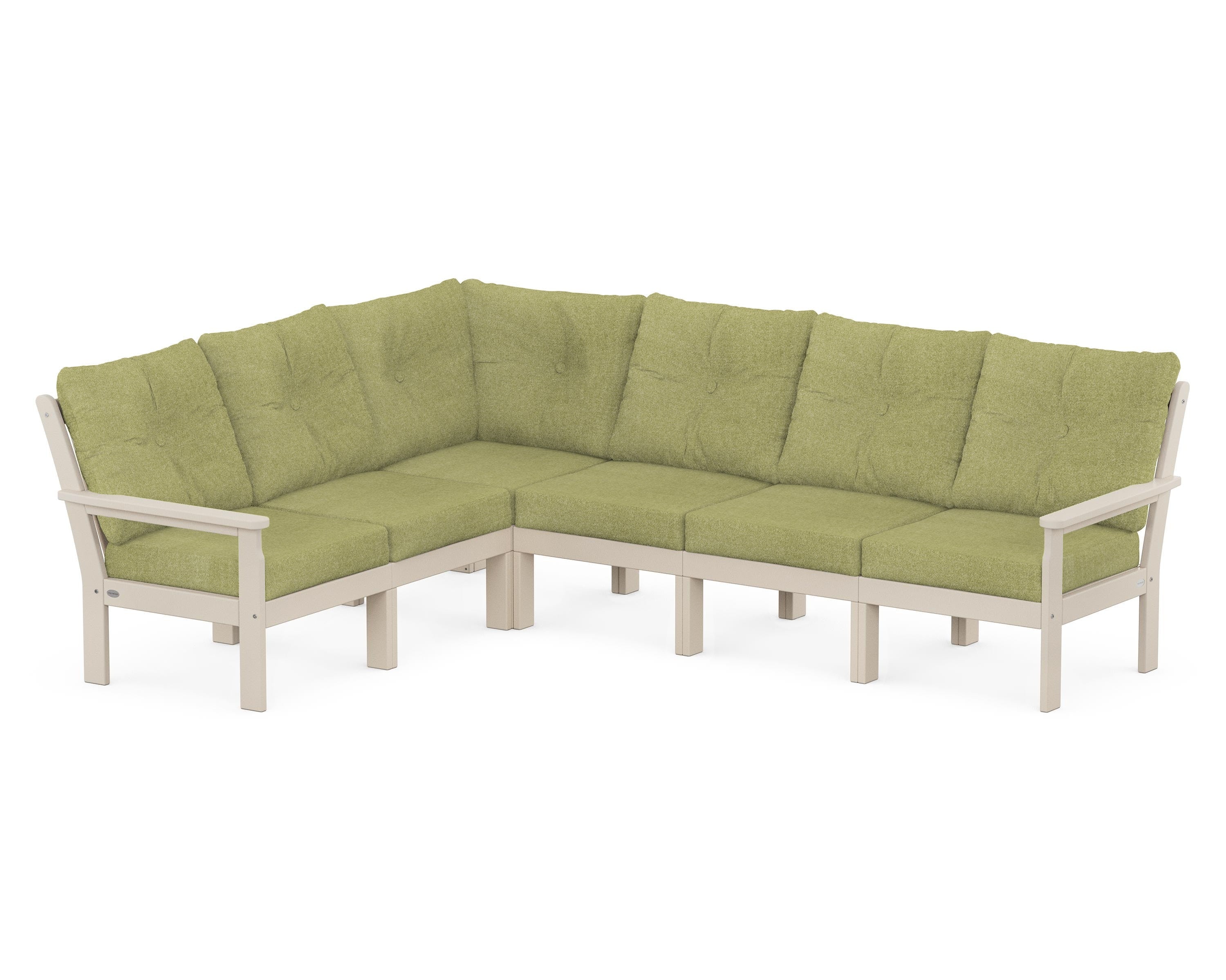 POLYWOOD® Vineyard 6-Piece Sectional in Sand / Chartreuse Boucle
