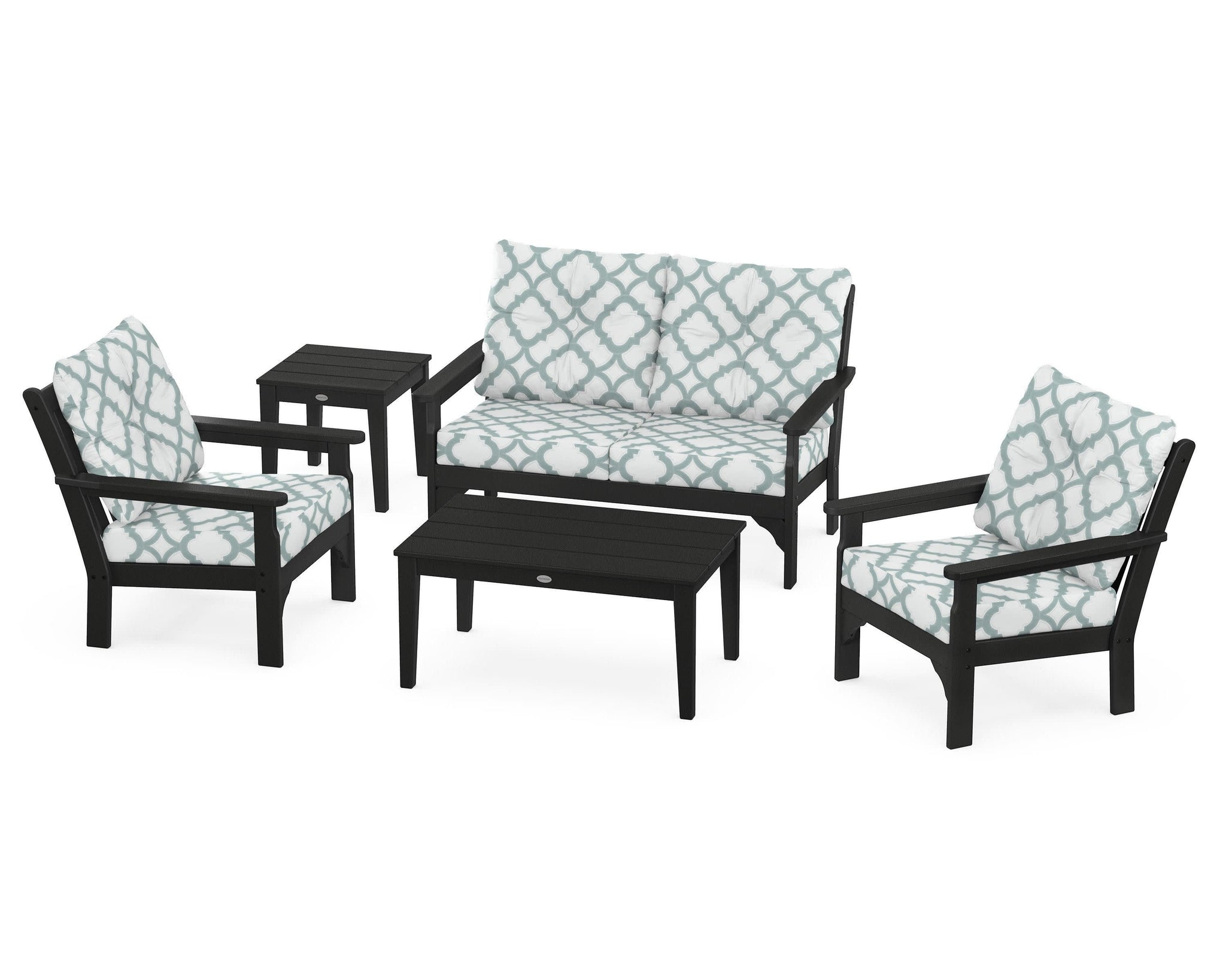 Vineyard 5 Piece Deep Seating Set - Black