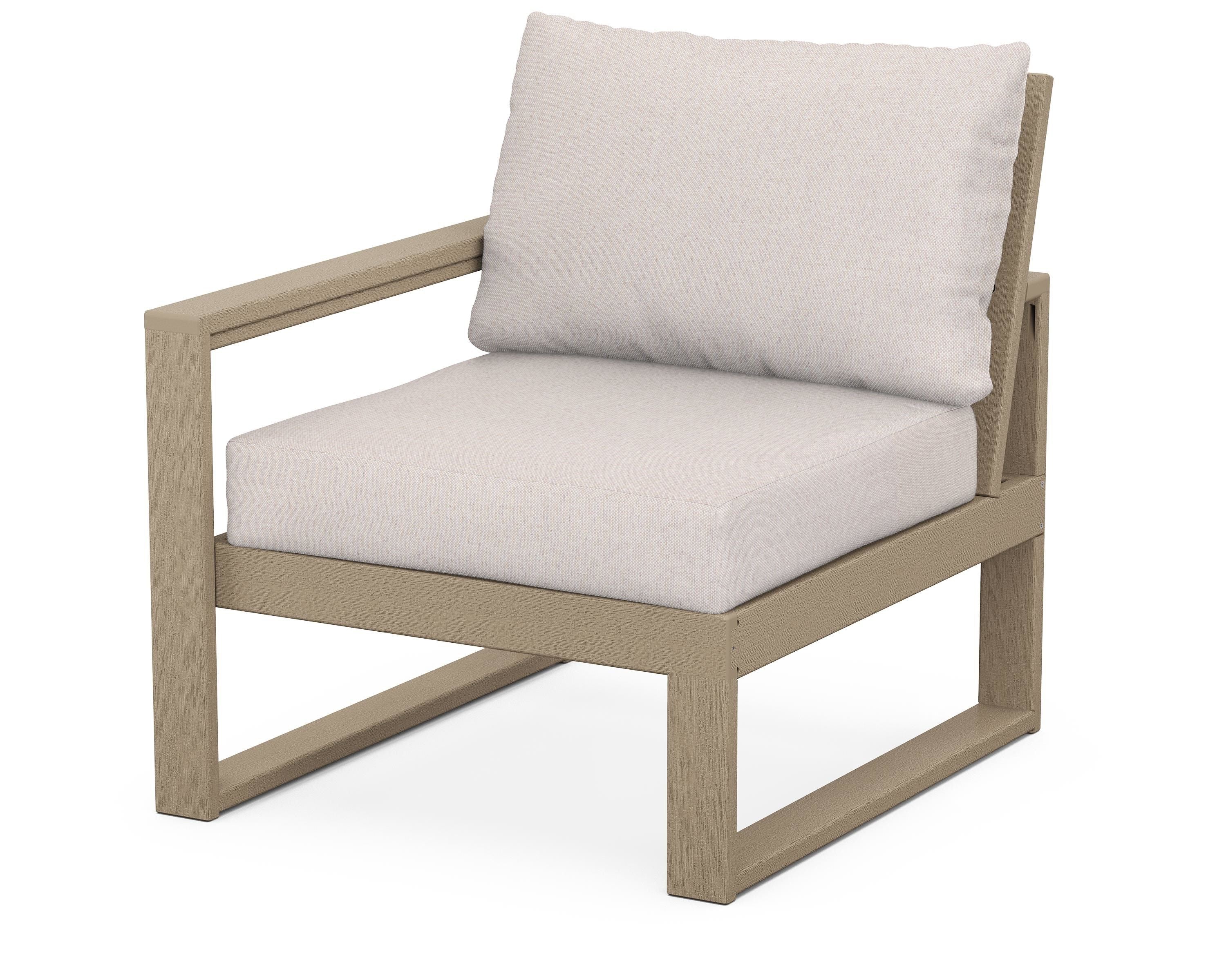 POLYWOOD® EDGE Modular Left Arm Chair in Vintage Sahara / Dune Burlap