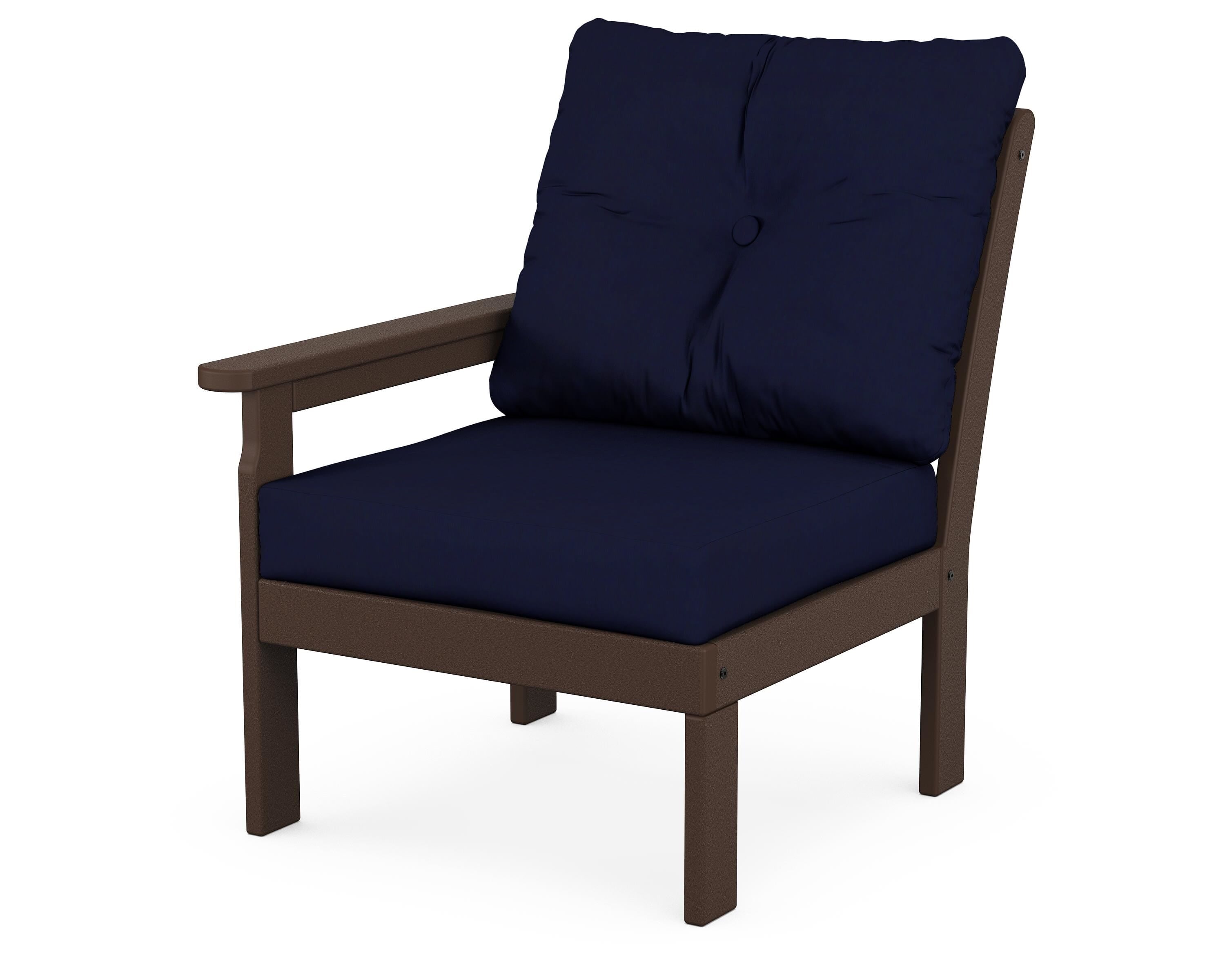 POLYWOOD® Vineyard Modular Left Arm Chair in Mahogany / Navy