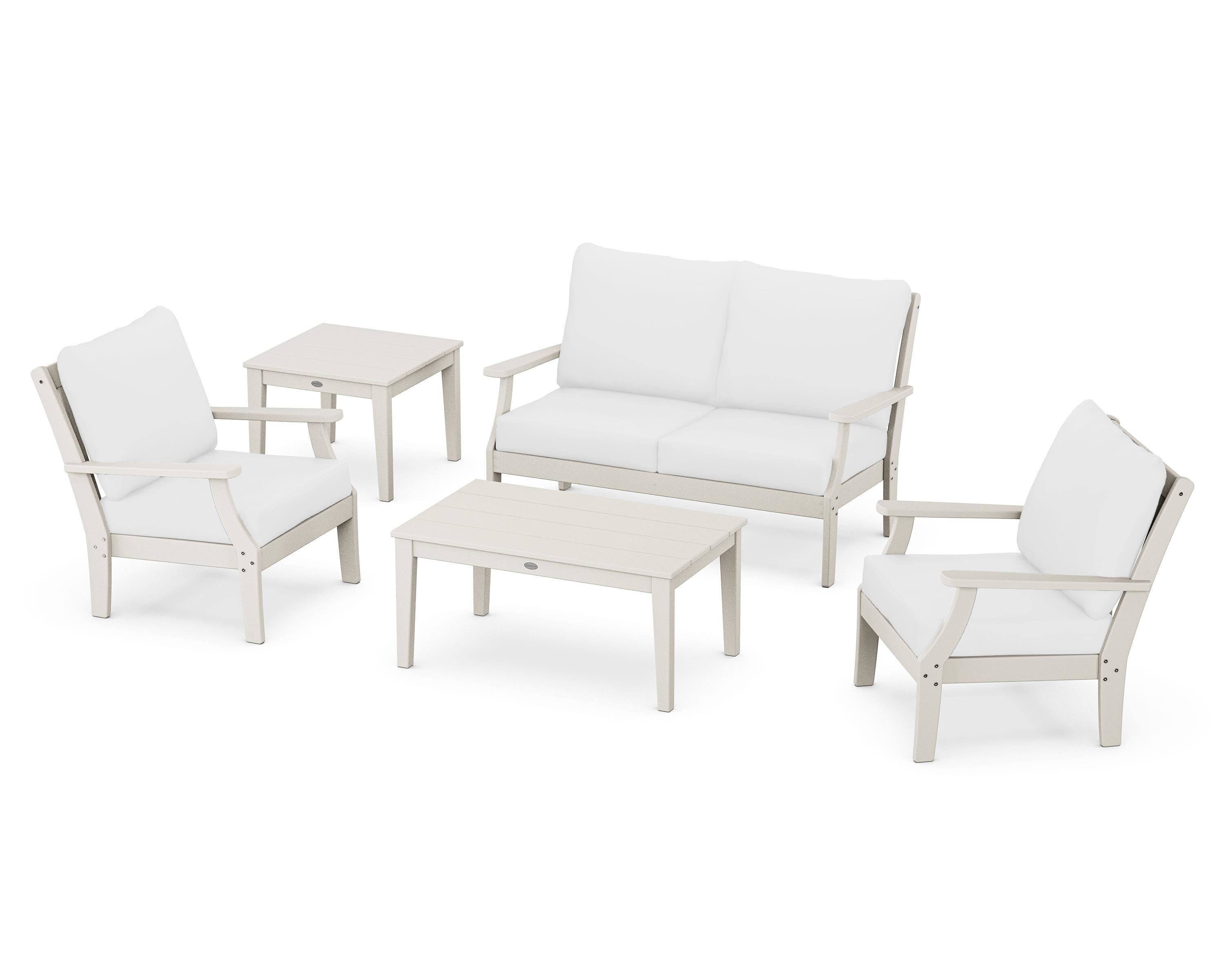 POLYWOOD® Braxton 5-Piece Deep Seating Set in Sand / Natural
