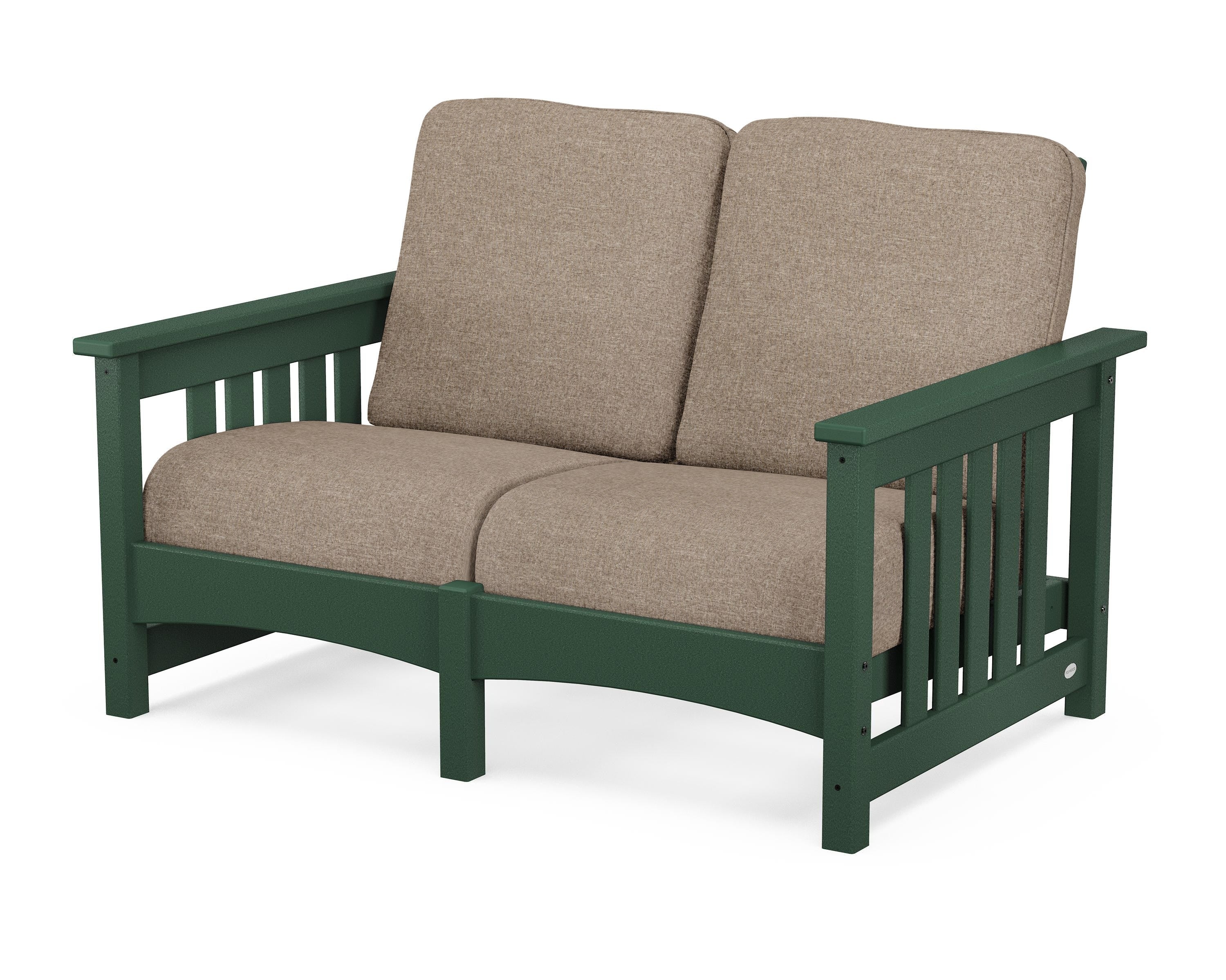 POLYWOOD® Club Mission Loveseat in Green / Spiced Burlap