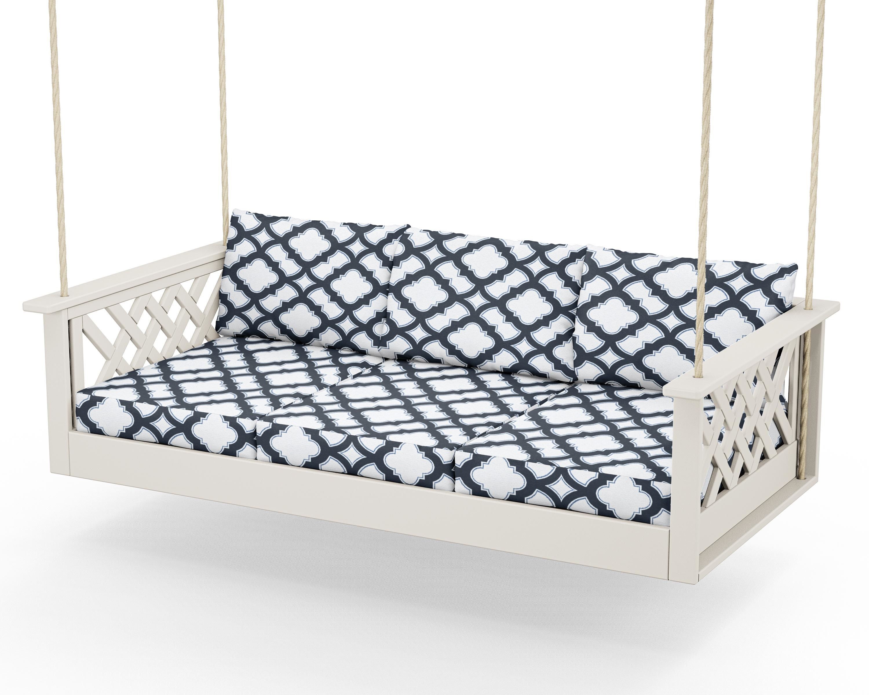 Country Living Wovendale Daybed Swing in Sand / Trellis Marine Indigo