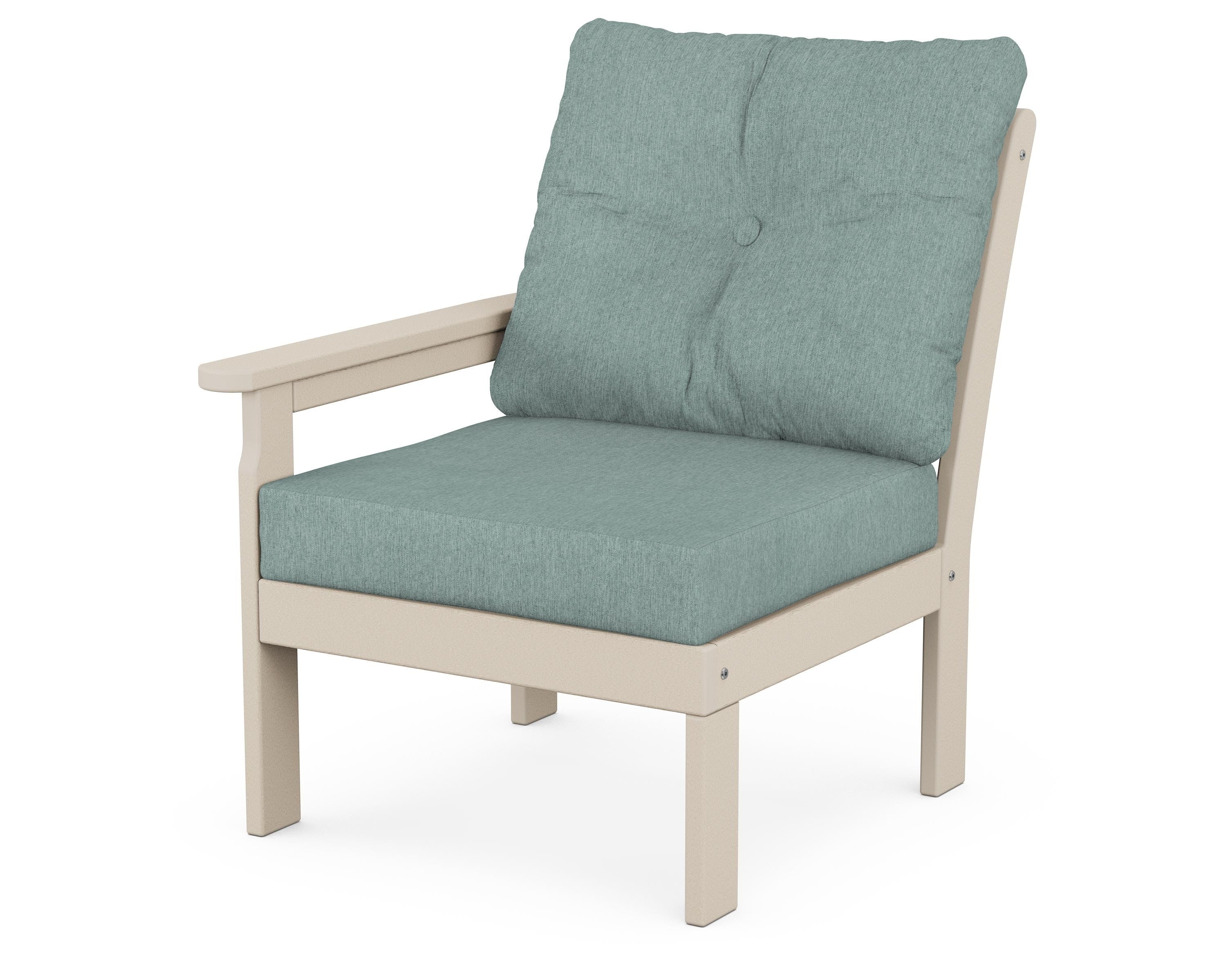 POLYWOOD® Vineyard Modular Left Arm Chair in Sand / Glacier Spa