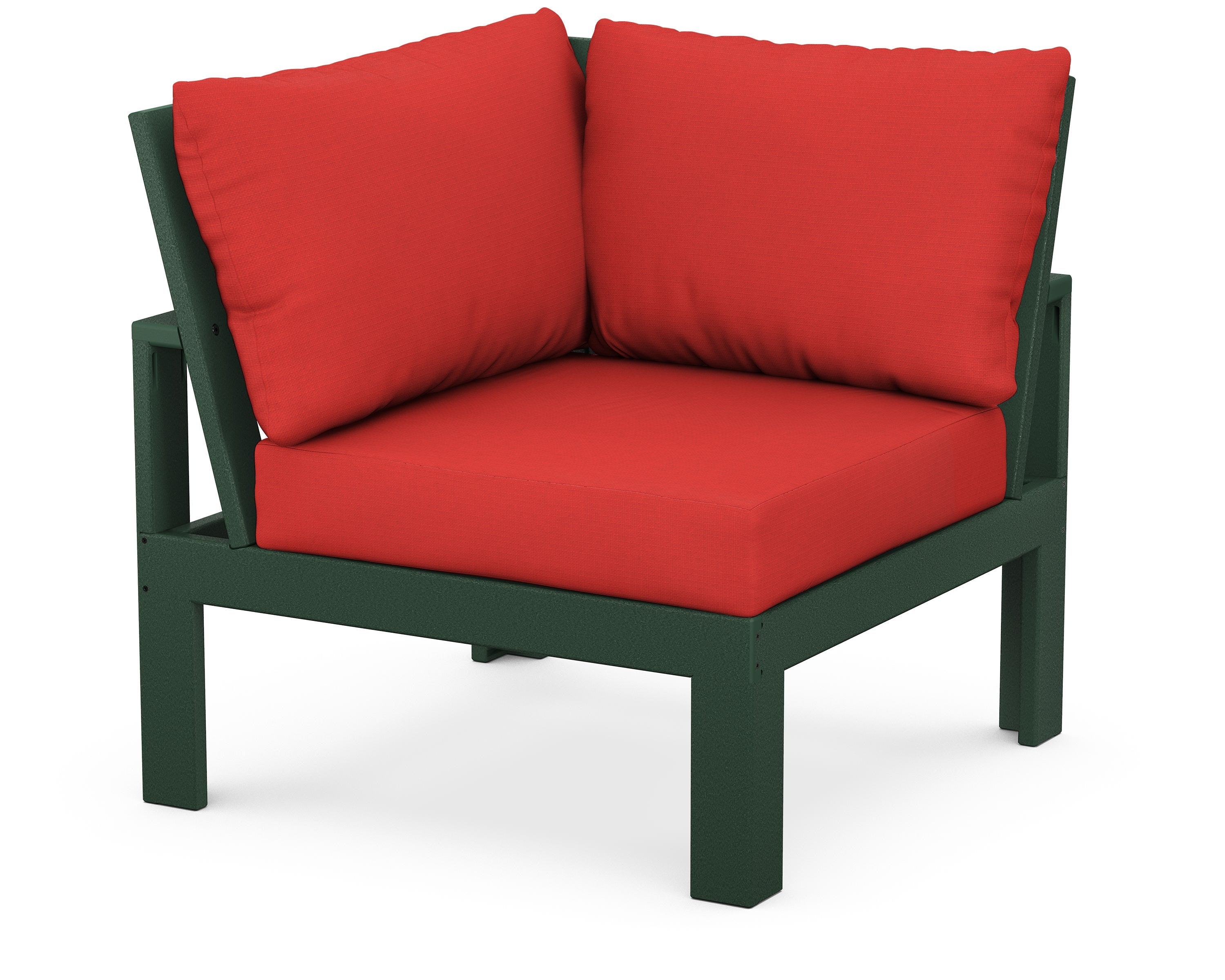Unbranded Modular Corner Chair in Green / Crimson Linen